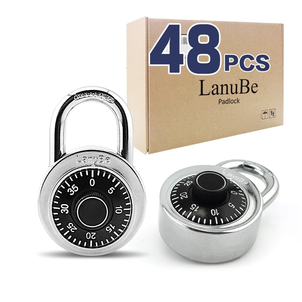 Lock Standard Dial Combination Lock, 2 in. Wide, with Different Combinations,...