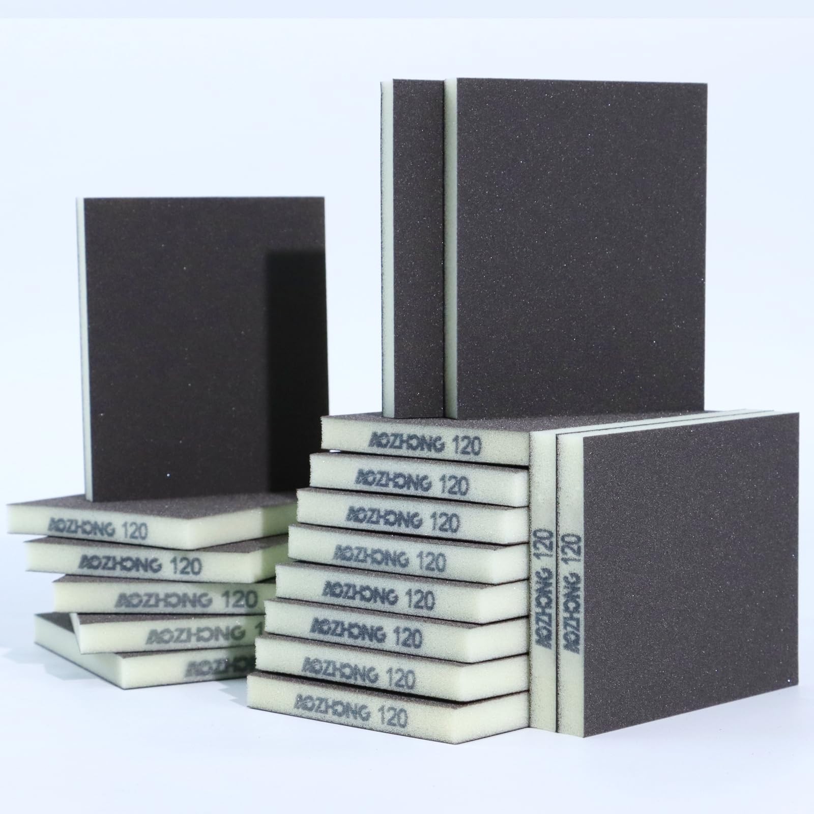18 PCS Sanding Sponge 120 Grit Soft Block Washable Reusable Double-Sided Pad
