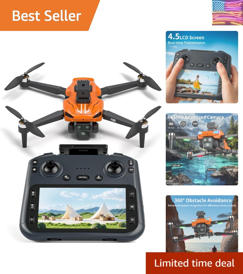 F180 Drones with 4K Camera Adults 4.5" LCD RC Screen, Follow Me Professional ...