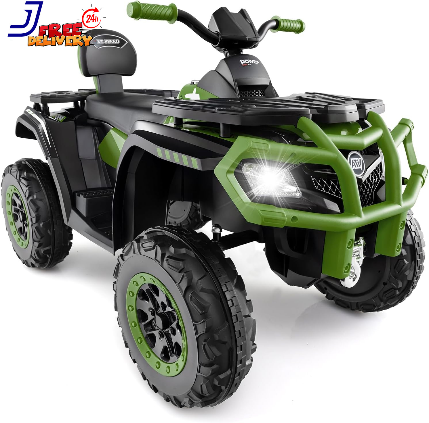 24V 2 Seater Ride on ATV, 4WD Motor, 5Mph Max Speed, Bluetooth, 4 Wheeler Off-Ro