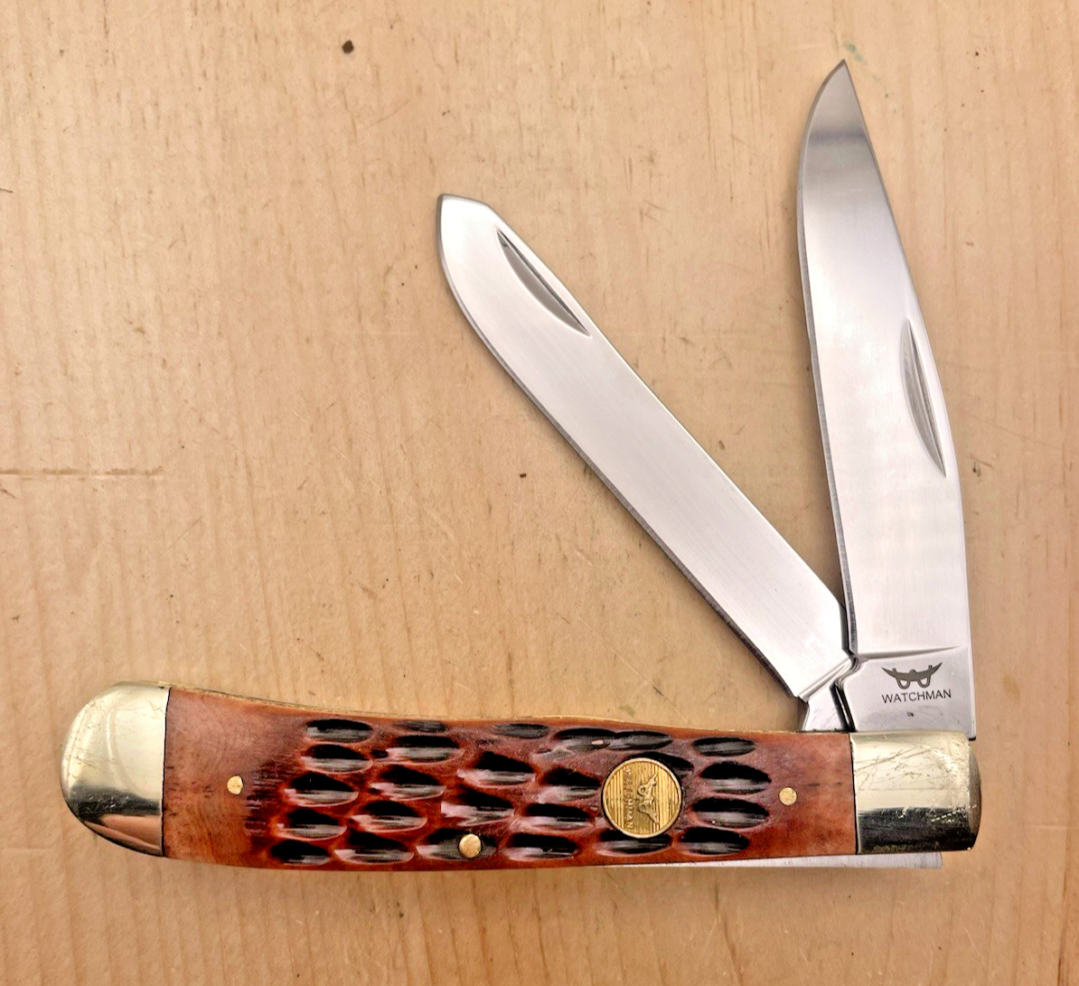 Watchman 2 Blade Folding Pocket Knife Jigged Bone handles