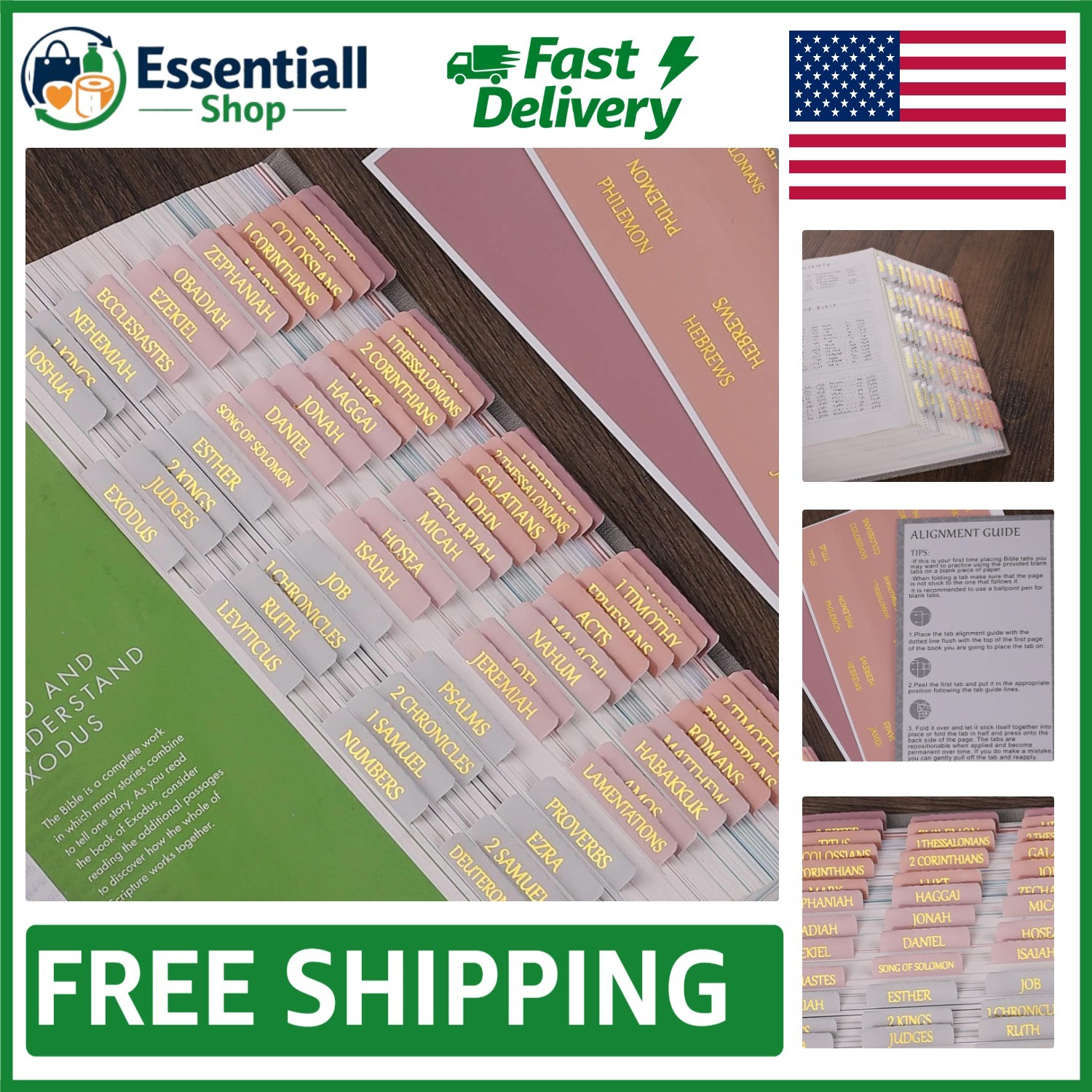 Self-Adhesive Gold Foil Bible Tabs – Easy to Read & Reposition for All Bibles