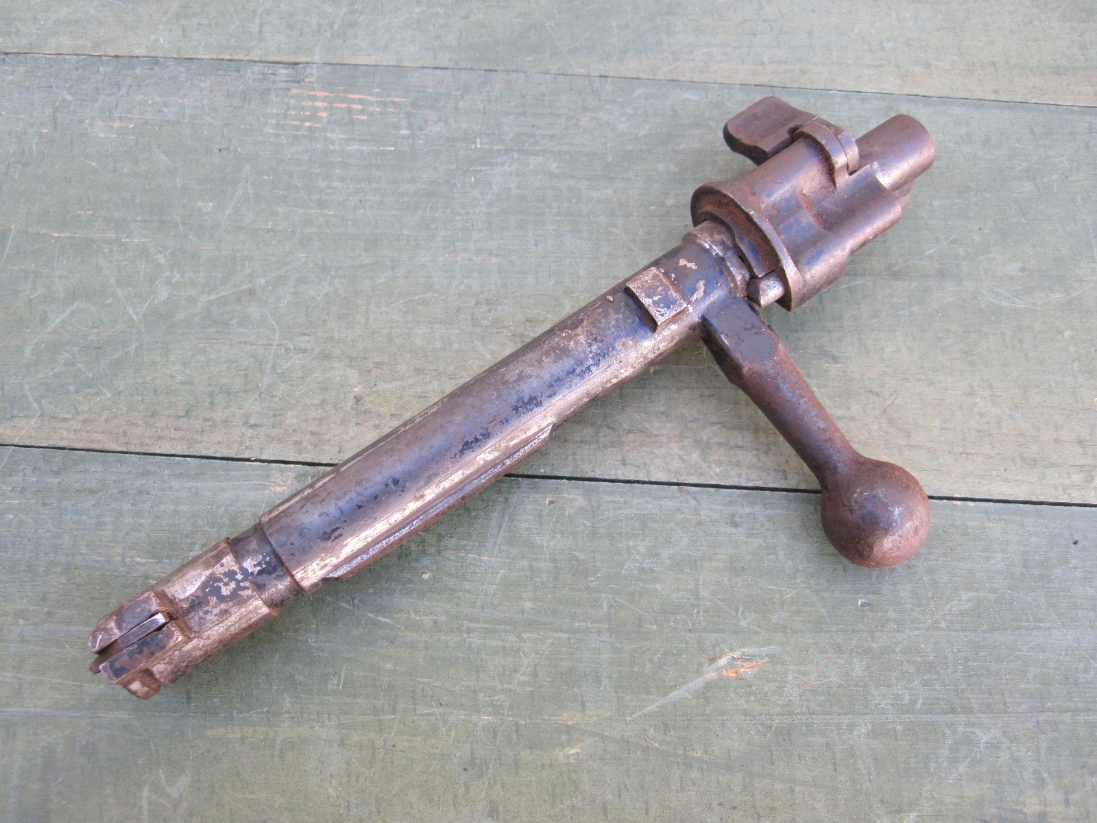 Vintage Mauser Style Rifle Bolt with Straight Handle and Custom Extractor