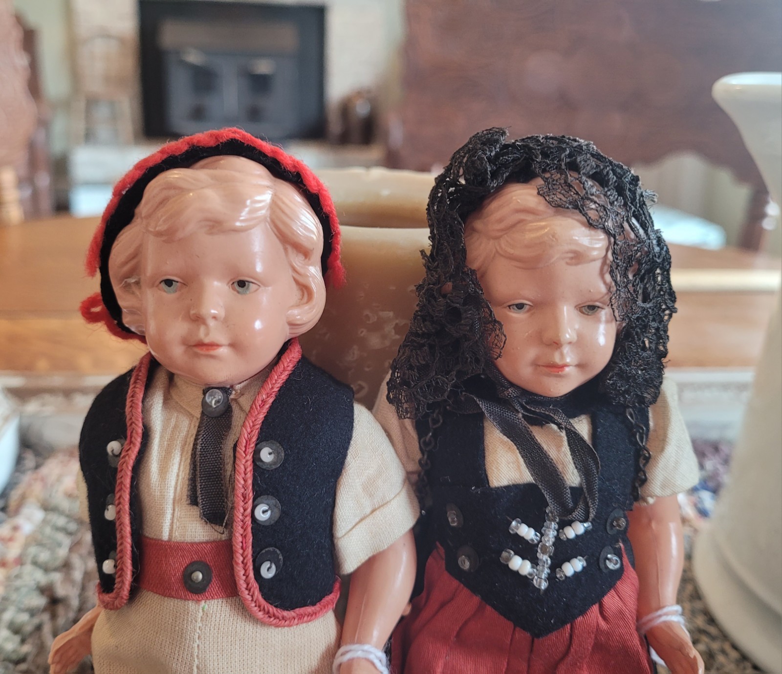 Antique/Vintage Pr. Of German Dolls. Great Attention To Detail. Beautiful!