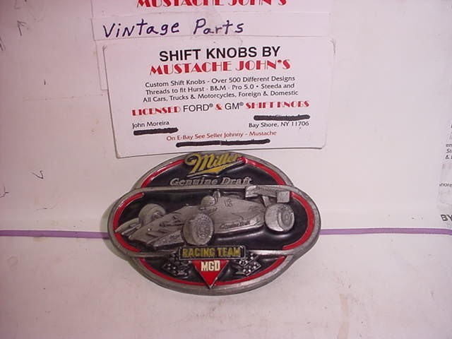 *NOS* VINTAGE 1992 **MILLER GENUINE DRAFT RACING TEAM** Pewter BELT BUCKLE