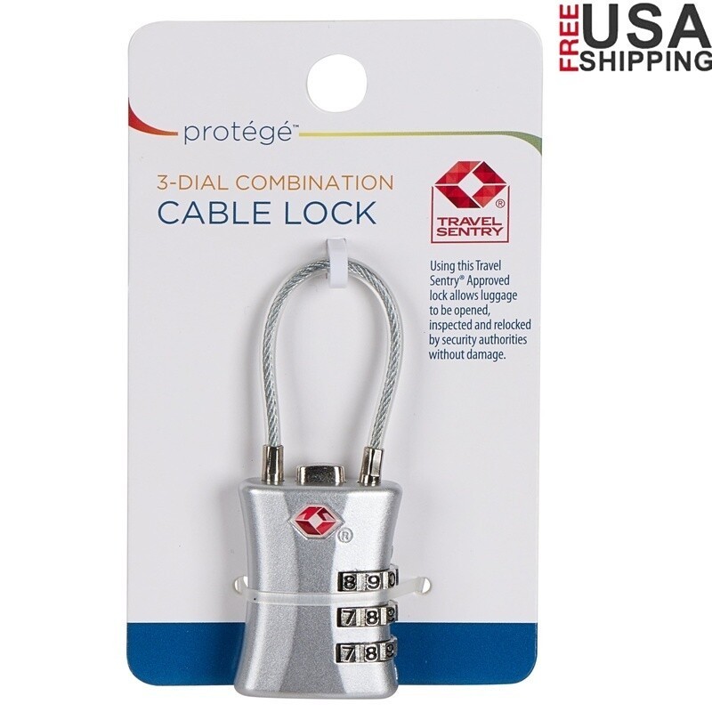 3-Dial Combination Cable Lock TSA Approved Travel Sentry Luggage Security Lock
