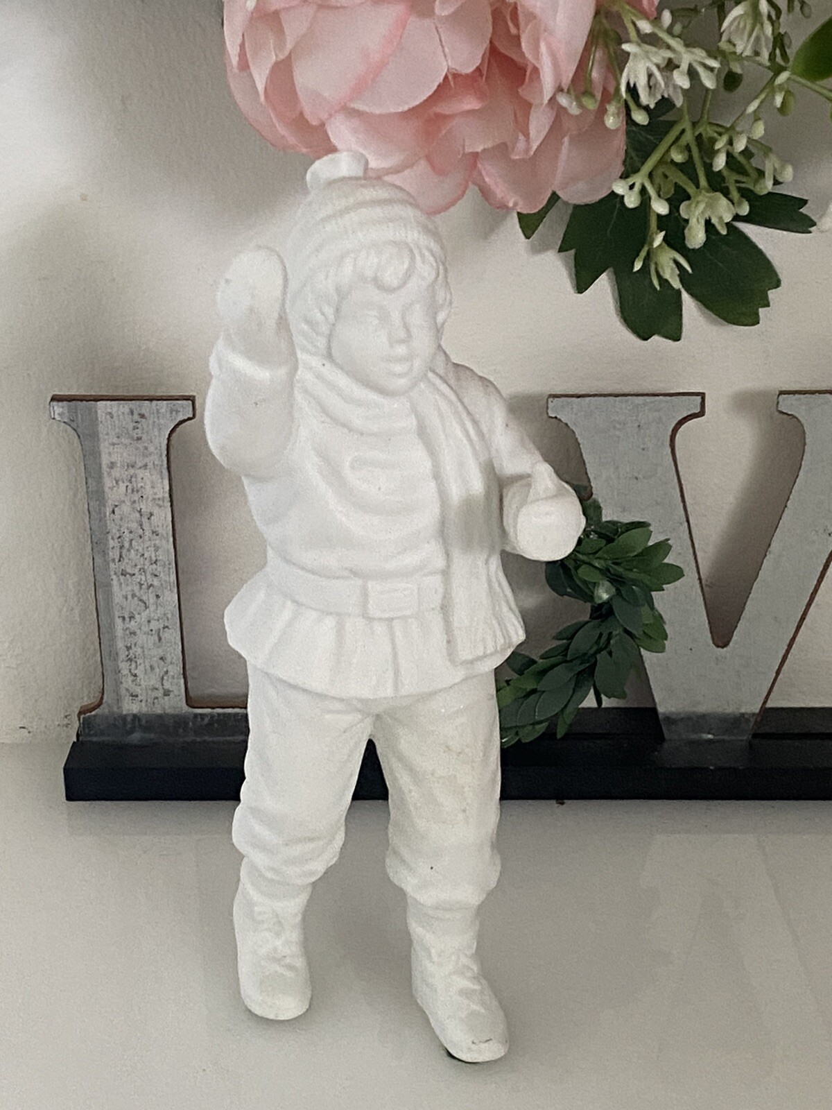 Dept 56 Victorian Winter Boy Figure White 7" Collectible Holiday Vintage Figure