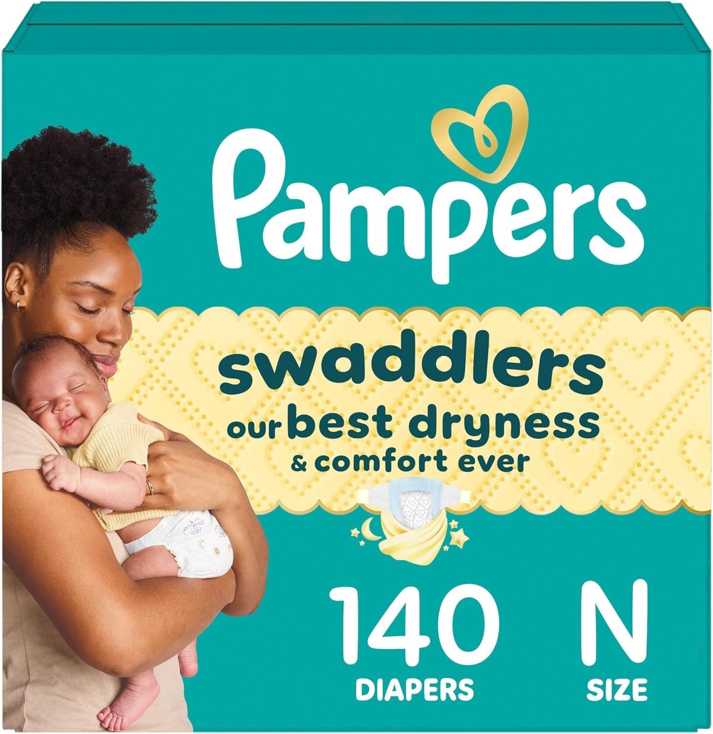 Newborn Diapers 140 Count Absorbent Pampers Swaddlers Size Keeps Baby Skin Safe