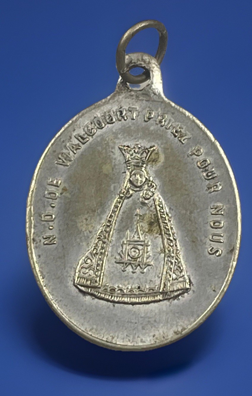 Vintage Catholic Notre Dame De Walcourt Silver Tone Medal, France