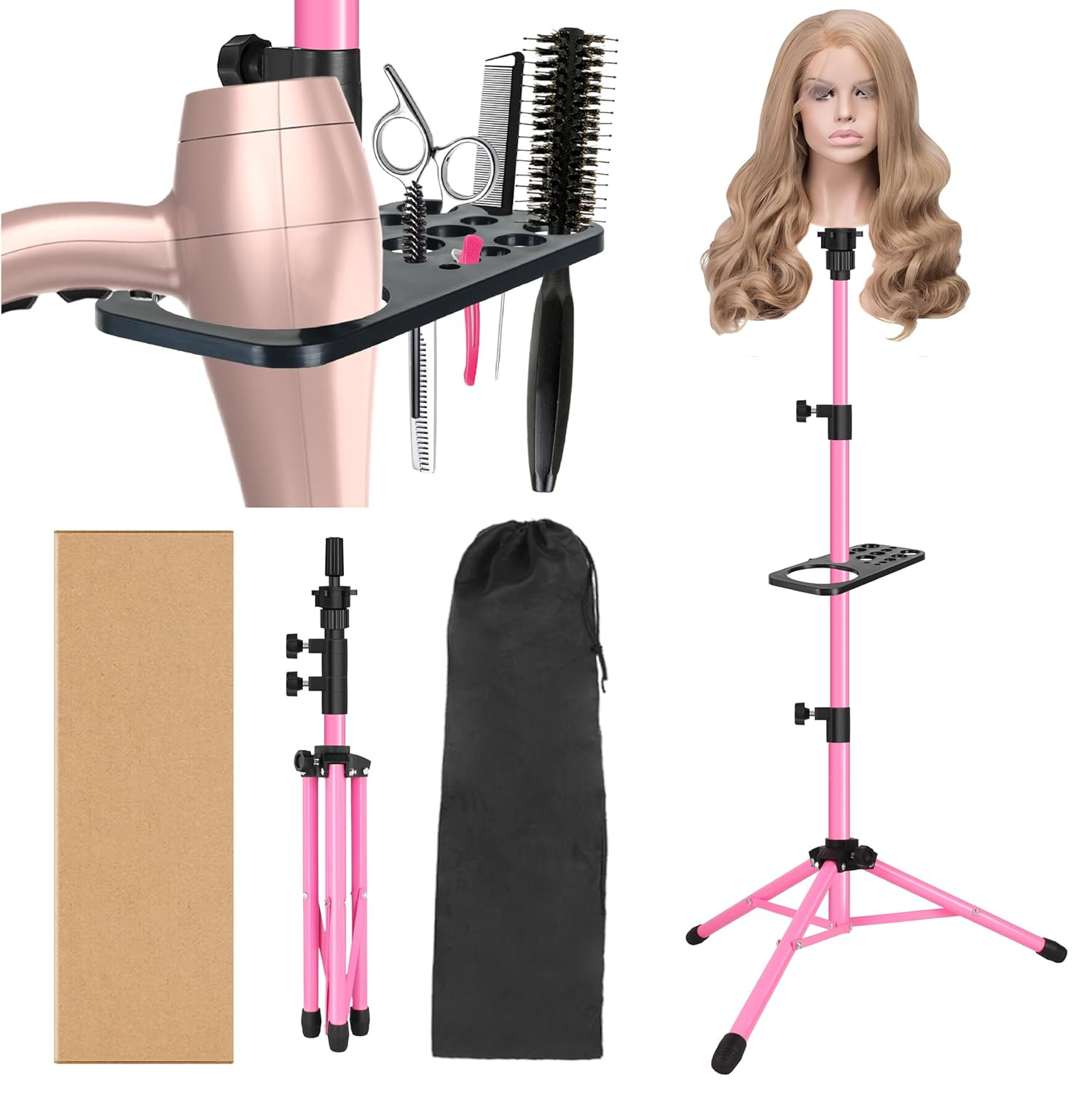 Wig Stand Tripod 50 Inch Metal Wig Mannequin Head Tripod Stand for Hairdressing 