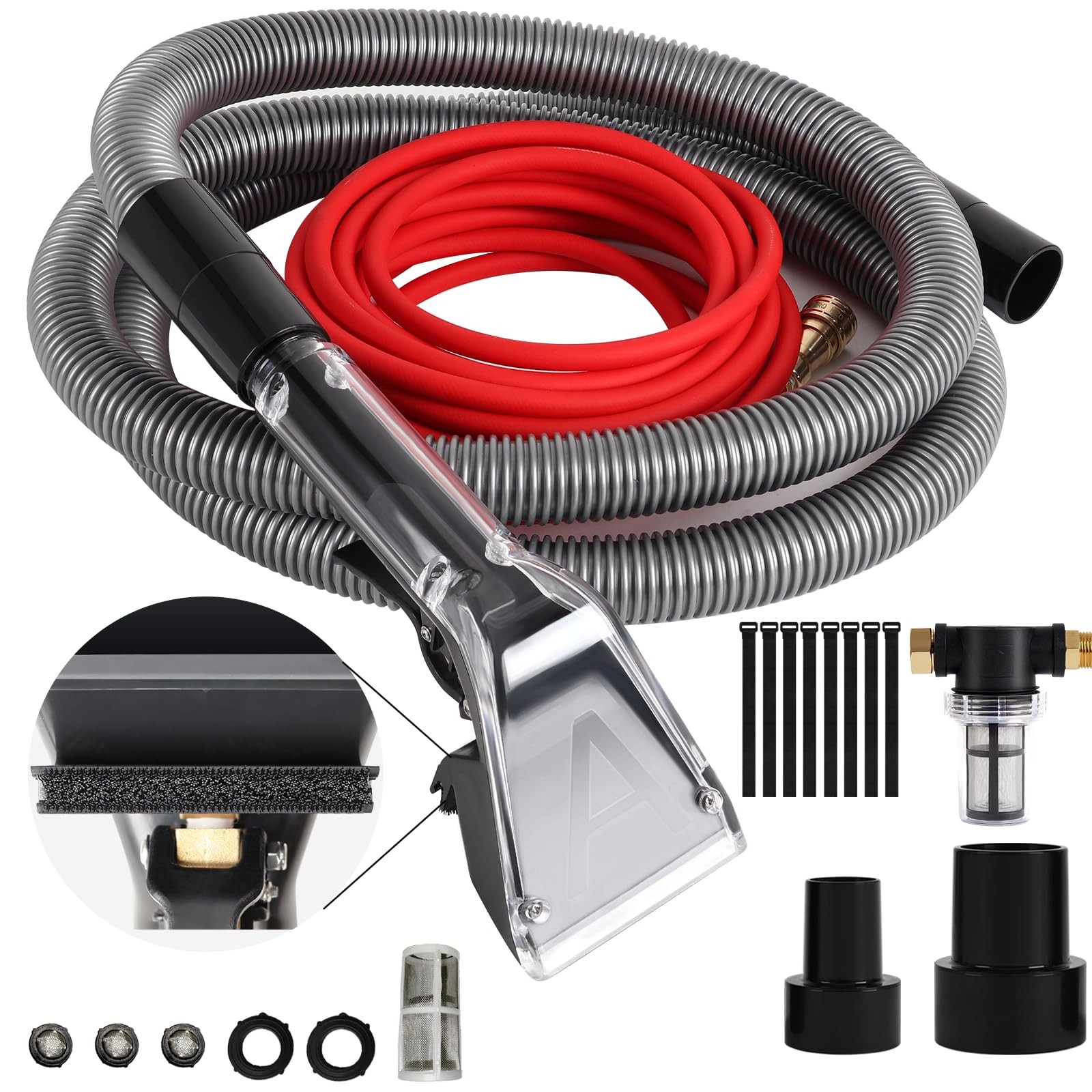 【Upgrade Hard Bristle Brush】Better Extractor Hose Kit for Shop Vac, with 10FT...