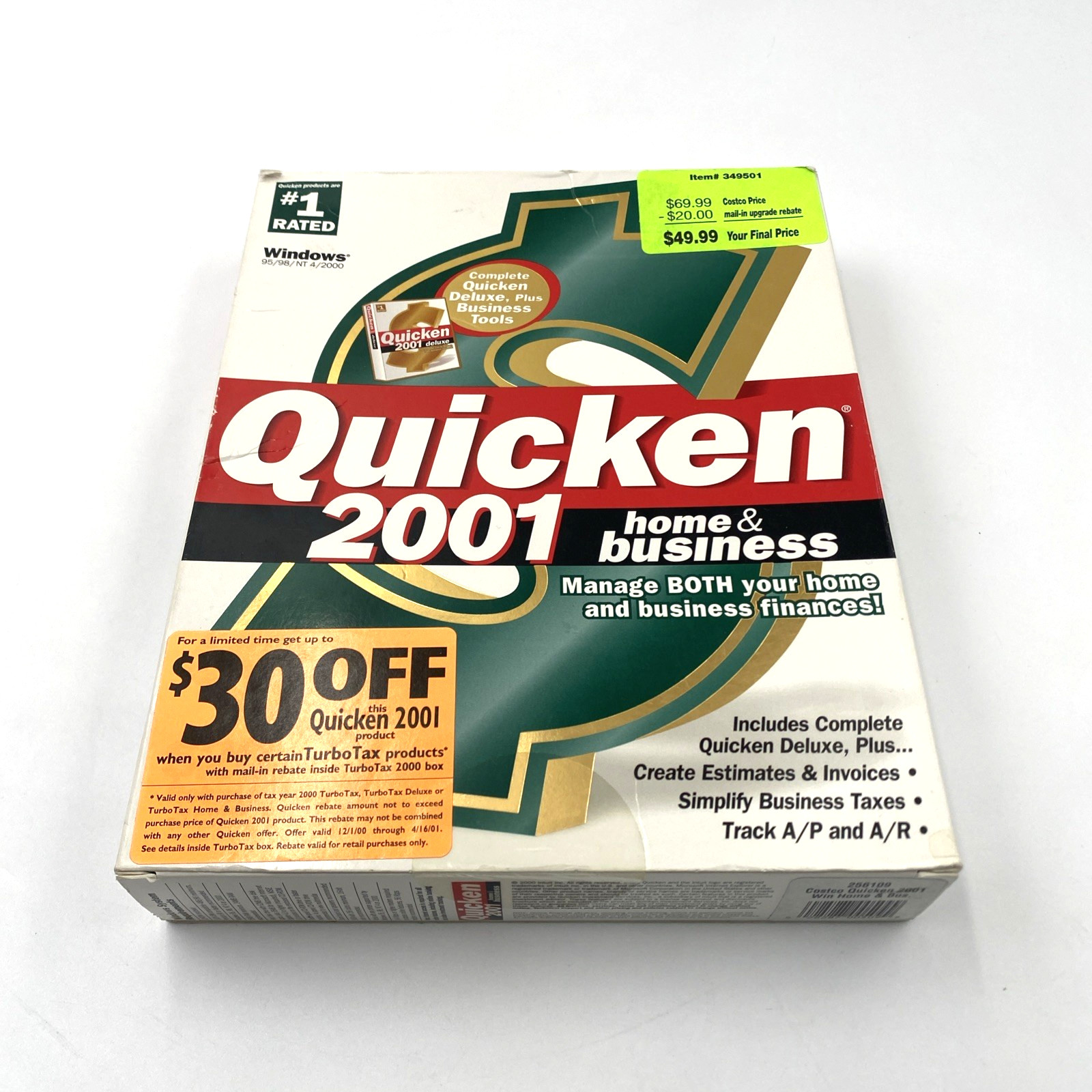 Quicken 2001 Home & Business Finance Deluxe Plus Bookkeeping Software CD-ROM
