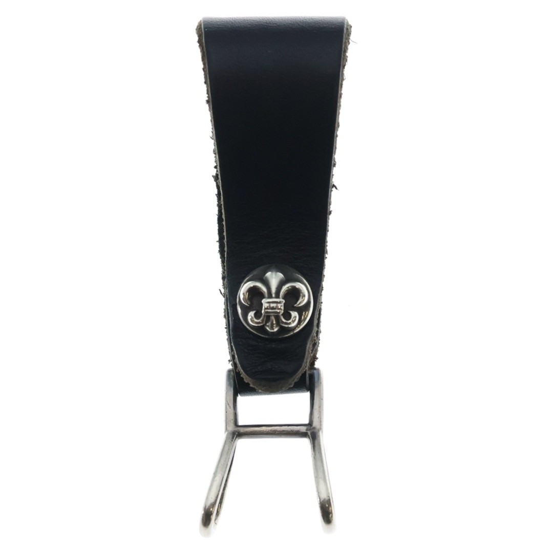 CHROME HEARTS BELT LOOP BS Hook Button Leather Silver black BCA401 Used 4a911374