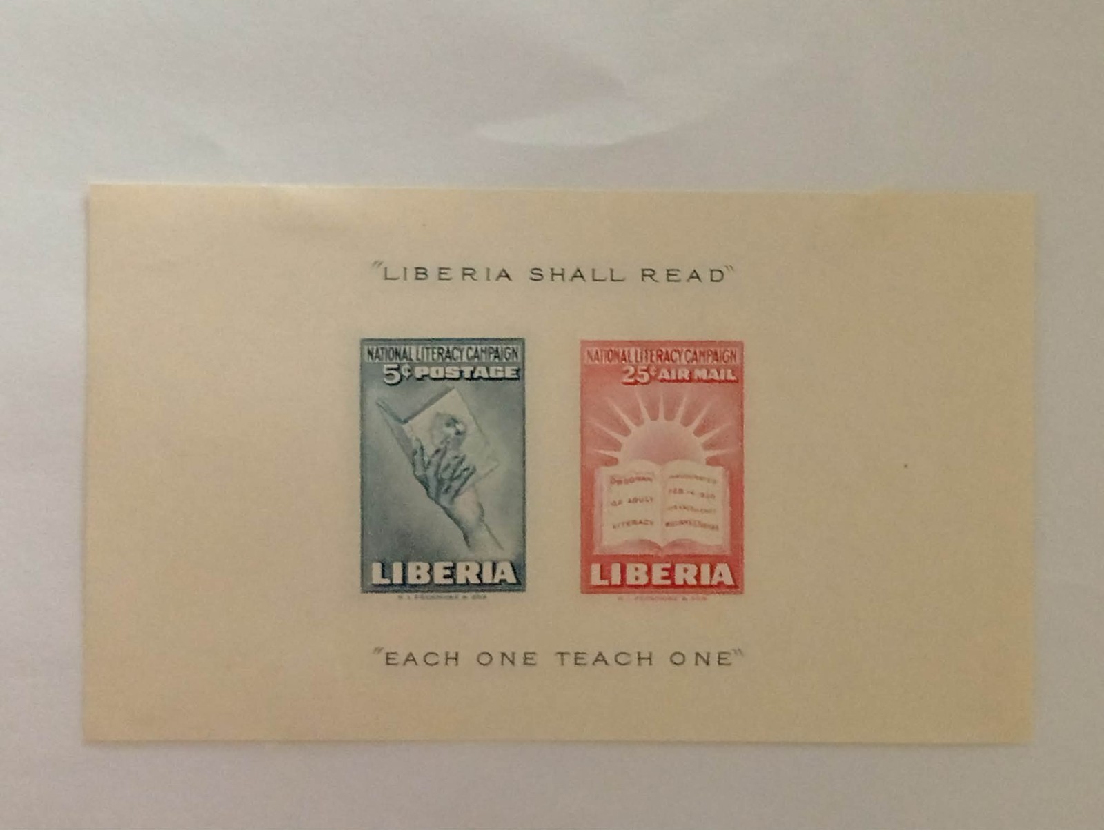 1950 - Liberia "National Literacy Campaign" Souvenir Sheet