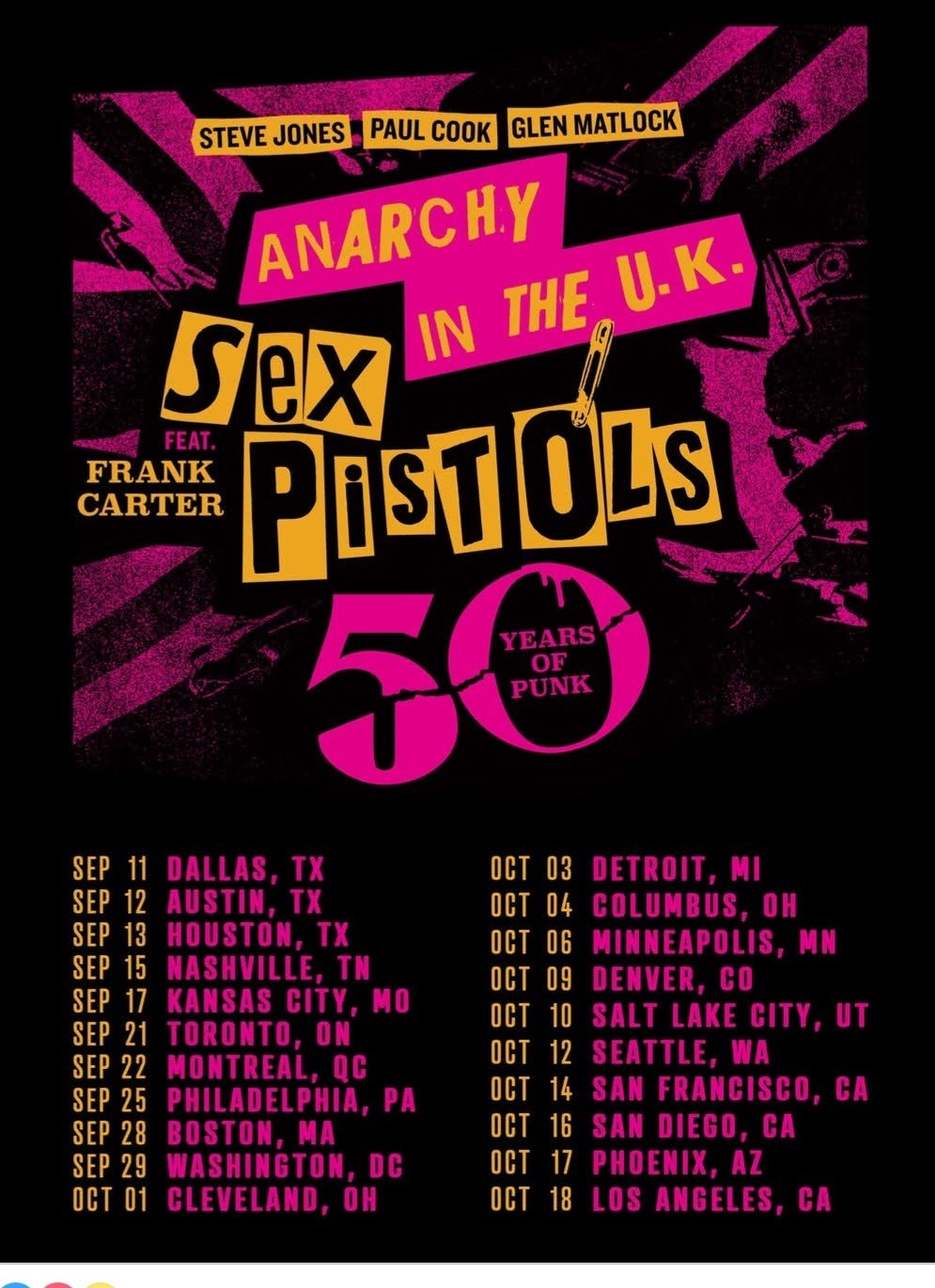 Sex Pistols 10-18-26 Hollywood Palladium 1 GA Ticket