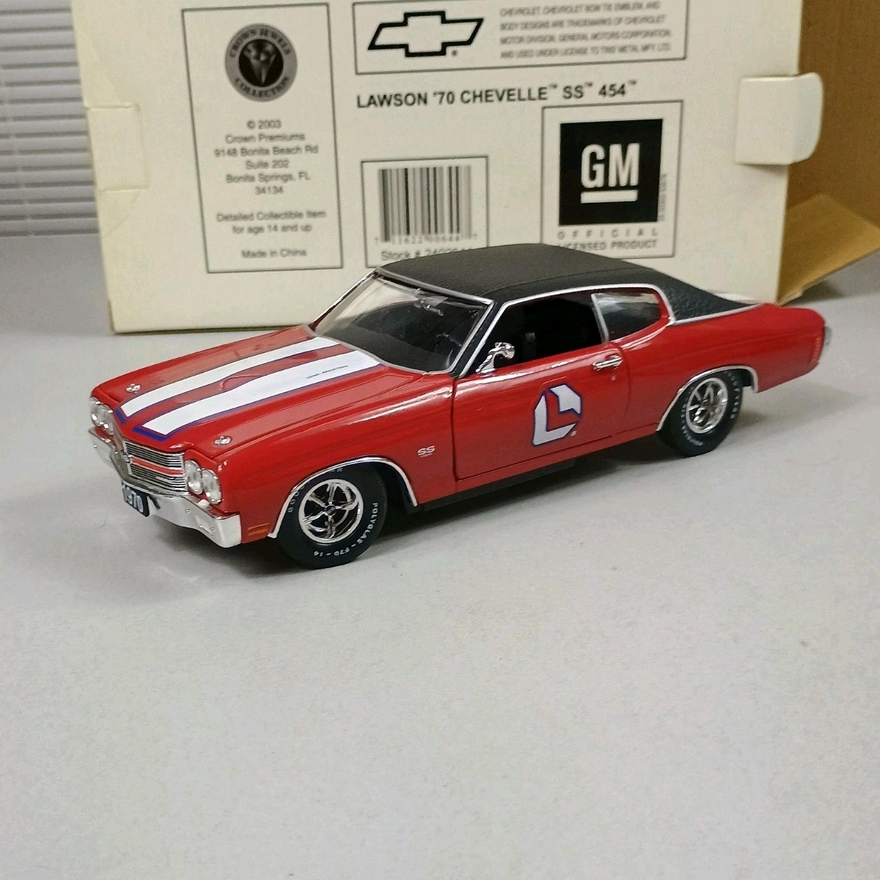 1970 Chevy Chevelle SS 454 Crown Premiums Red/White  Stripes 1:24 Diecast Lawson
