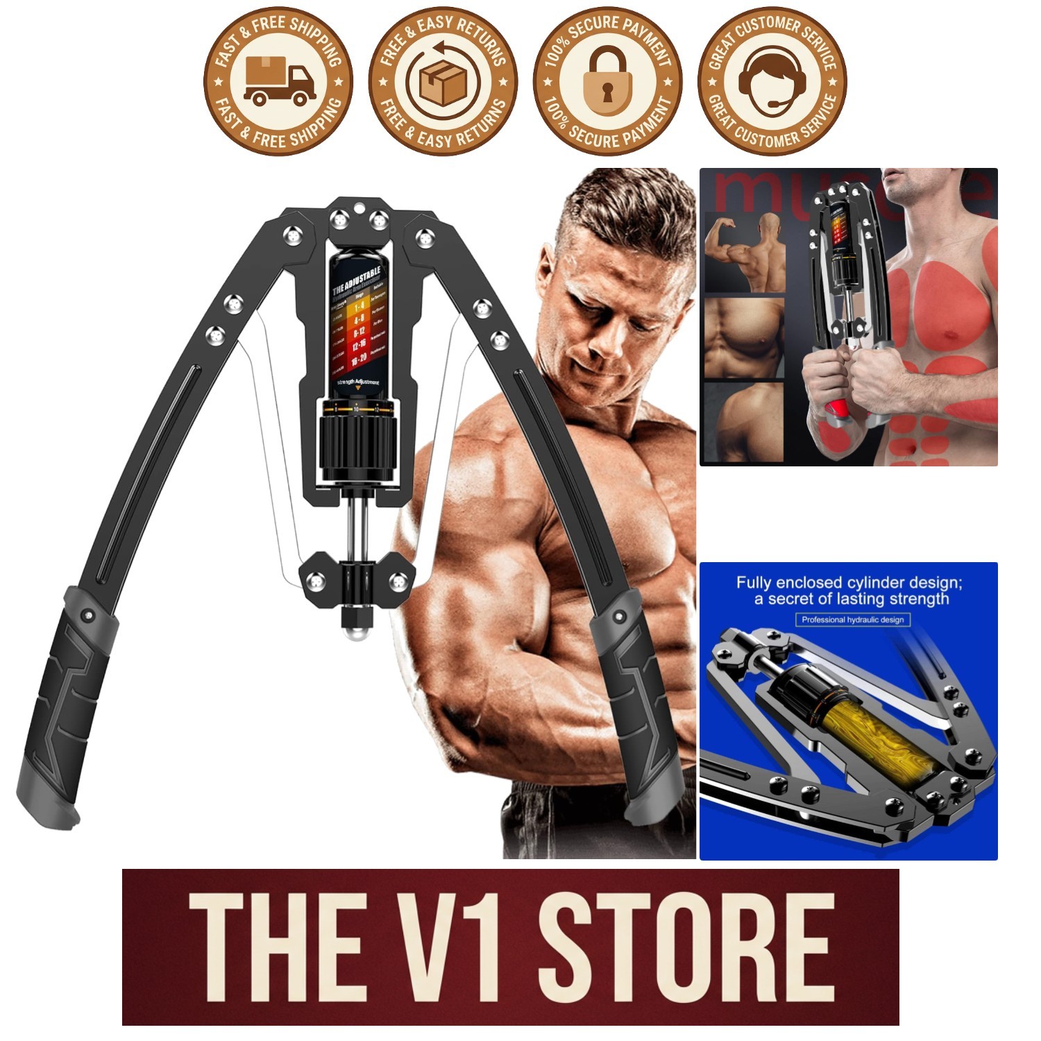 Portable Twister Arm Exerciser - 22-440lbs Adjustable Strength Training at Home