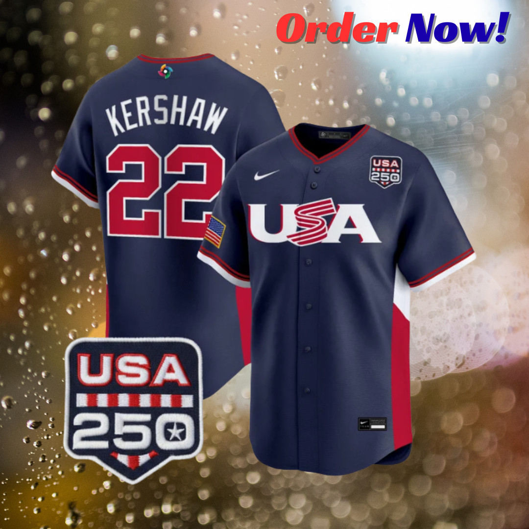 Clayton Kershaw #22 Team USA Navy 2026 USA 250 Patch Stitched Jersey All Sizes