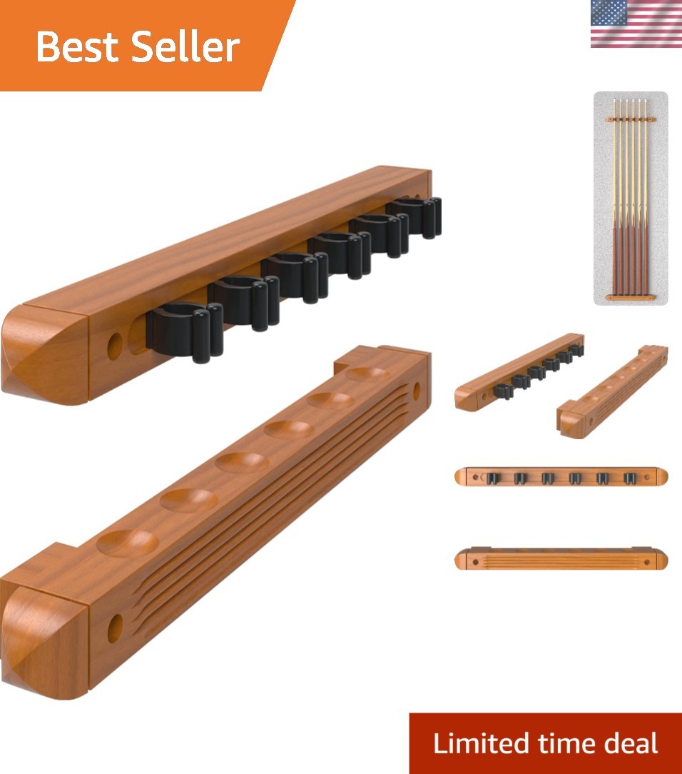 Elevate Your Playroom with a Lacquered 2-Tier Oak Cue Rack for Billiards