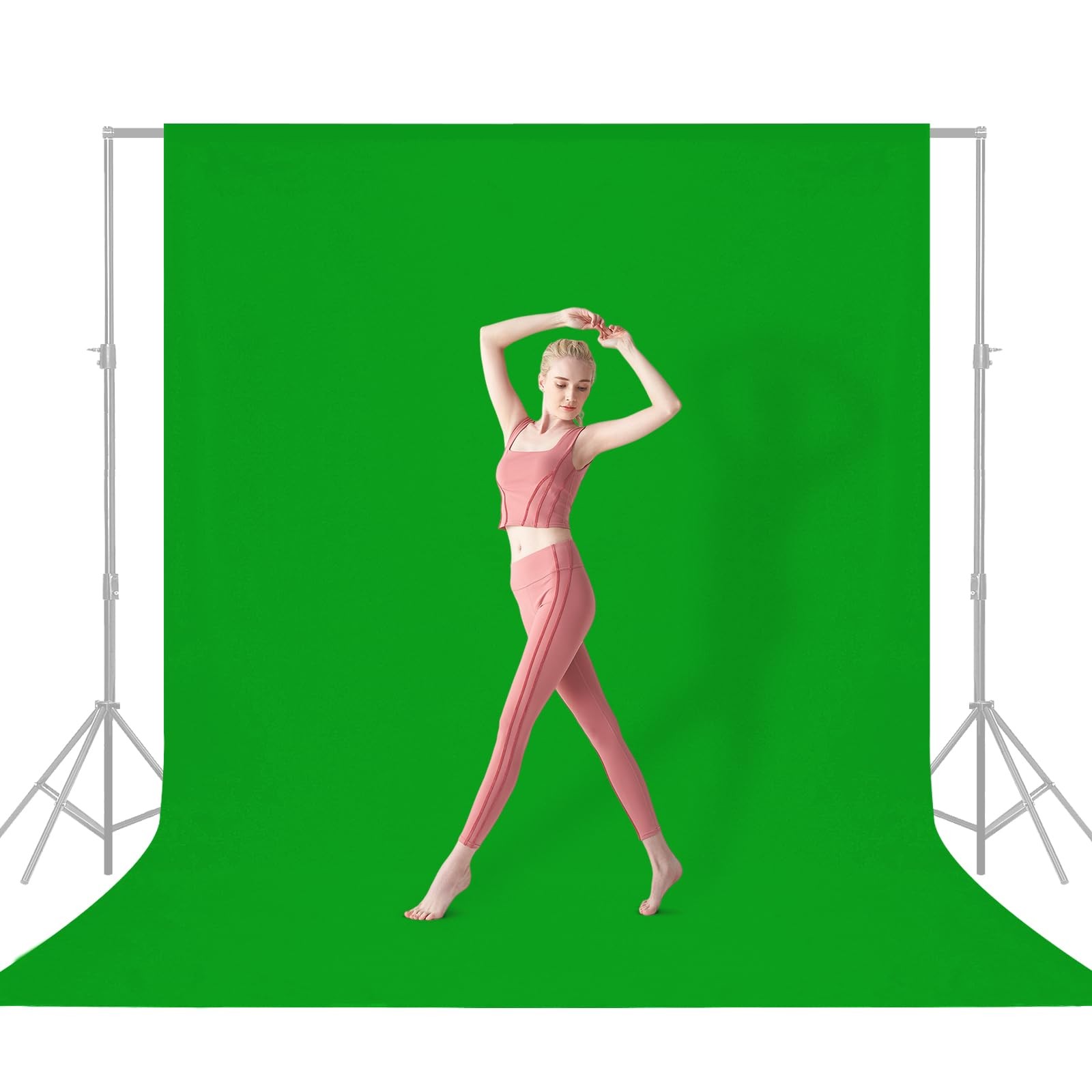 -Green Photo Backdrop, Seamless Fabric Background Photography Backdrop Curtai...