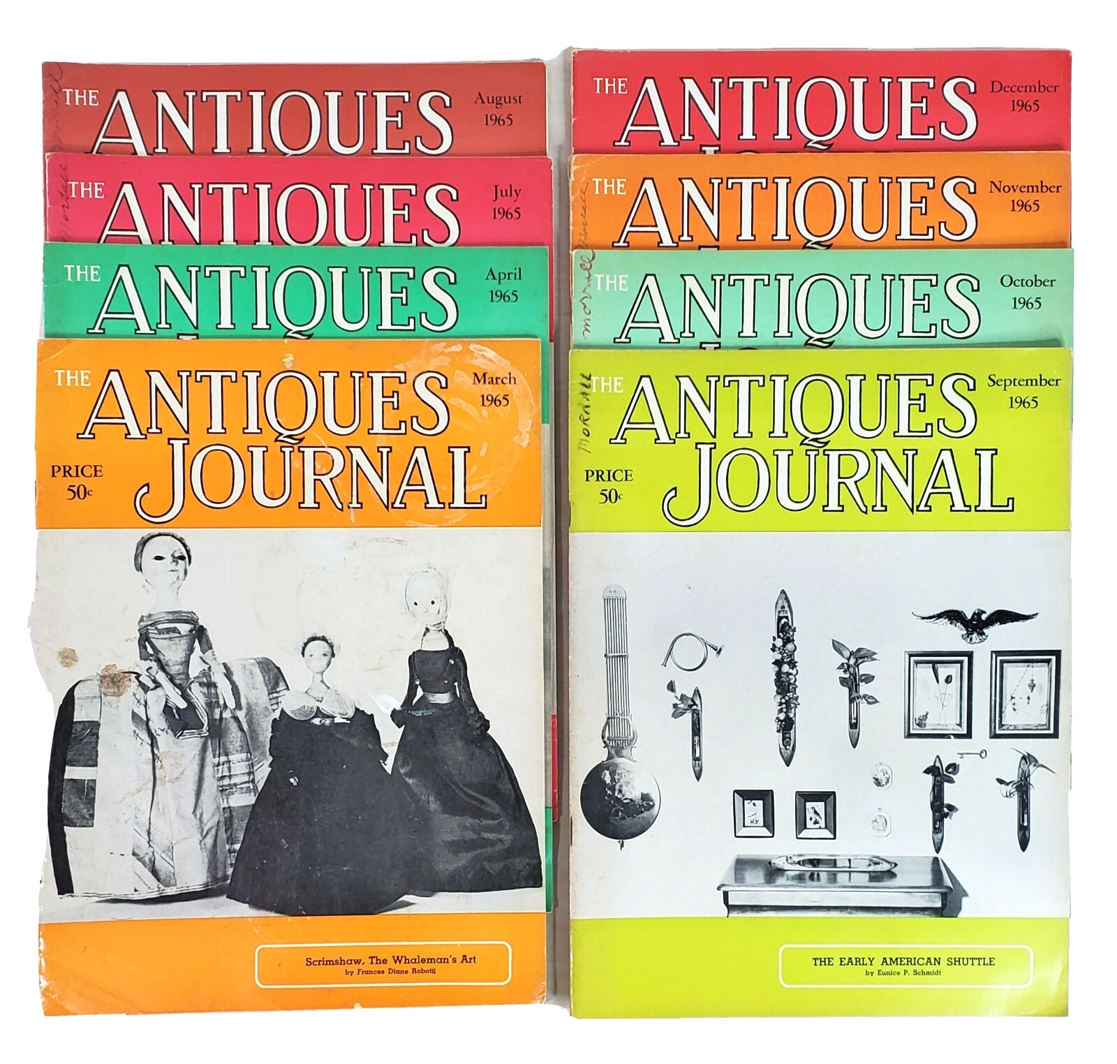 The Antiques Journal Magazine 8 Mags 1965 Mar Apr Jul Aug Sep Oct Nov Dec 