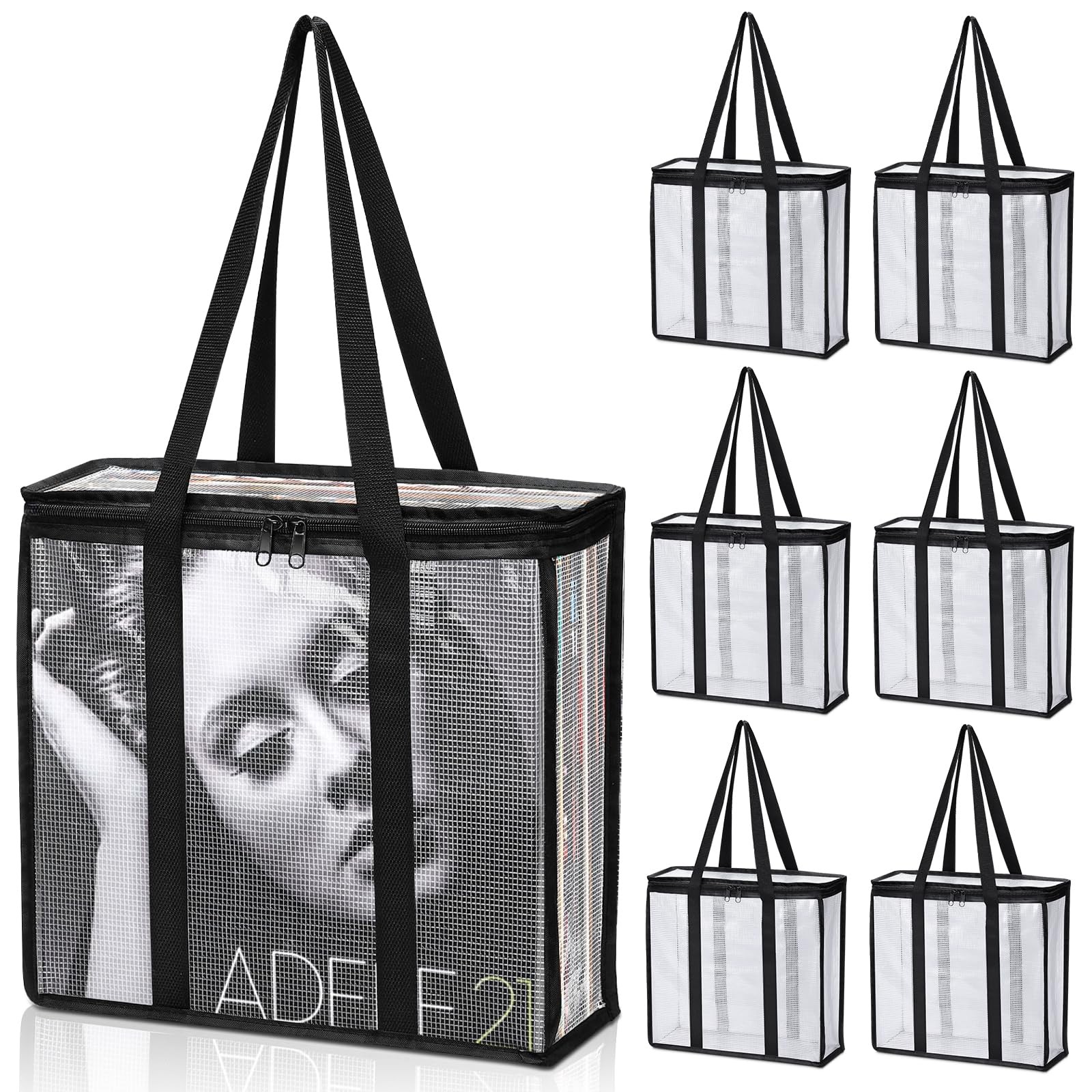 6 Pack Vinyl Storage Carrying Bag, Clear LP Vinyl Organizer - Holds About 220...