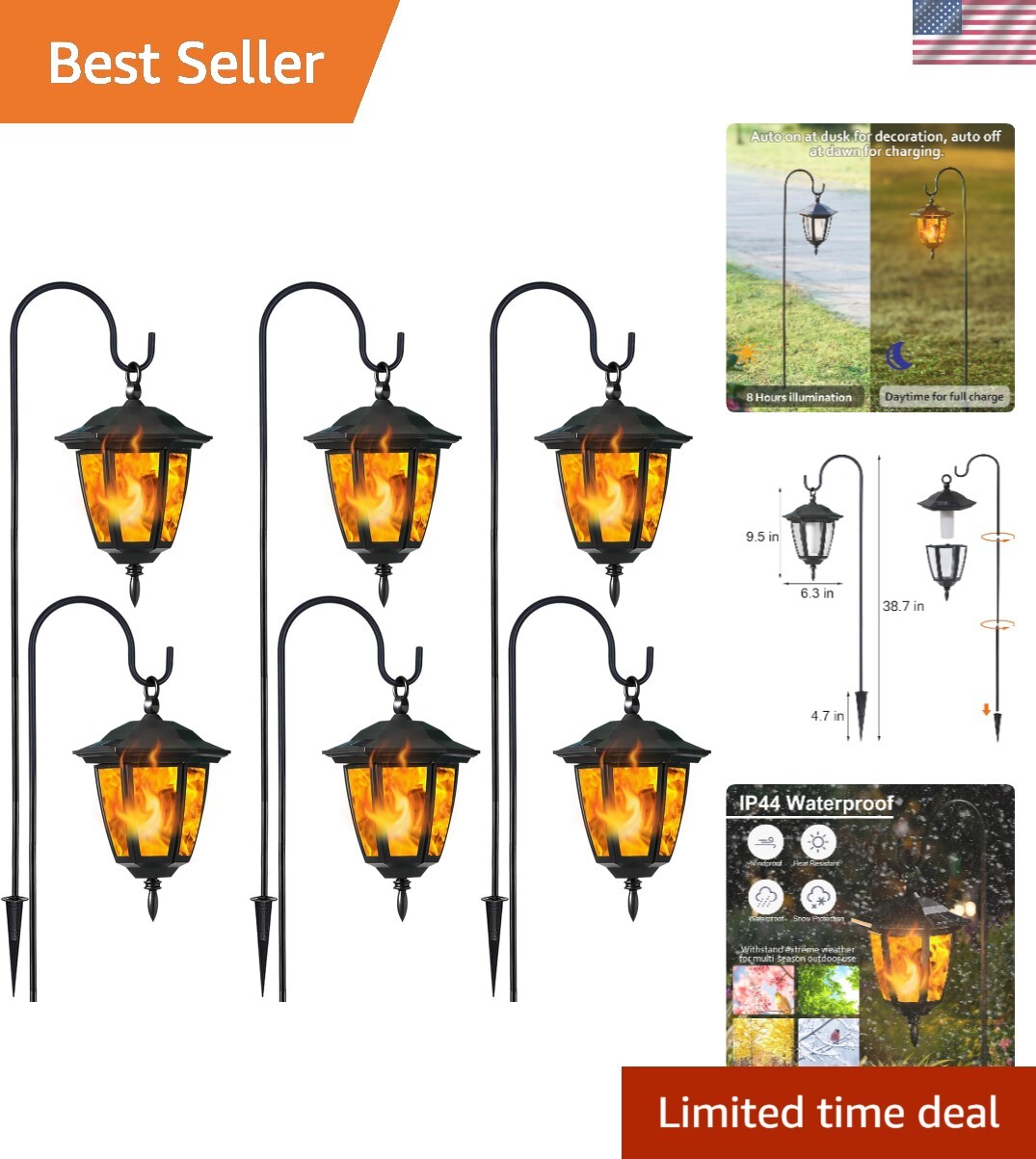 Charming Solar Hanging Lanterns: 6 Pack Flameless Lights for Pathways and Yards