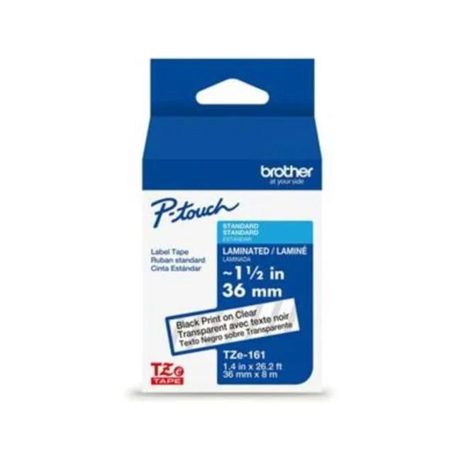 Brother International TZE161G 36 mm Tze P-Touch Label Tape - Black & Clear