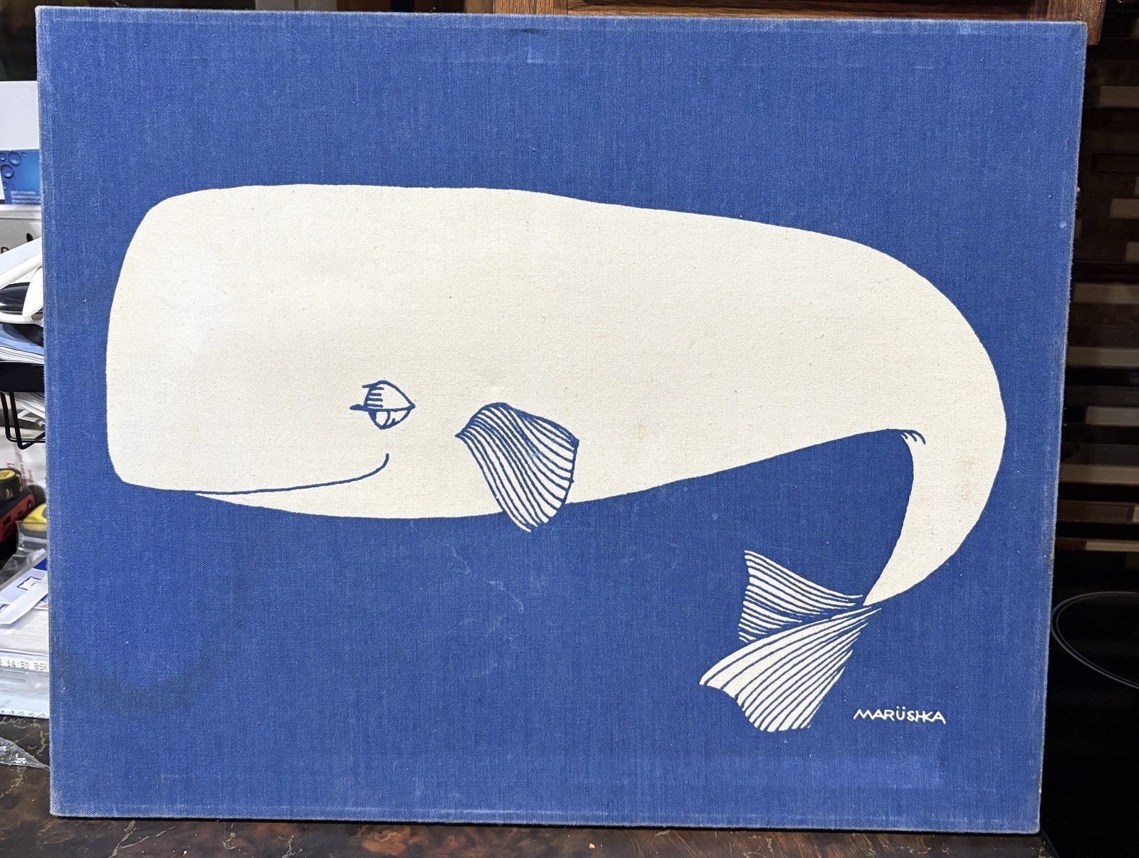 Marüshka Whale Canvas Contemporary Art Tapestry Unframed