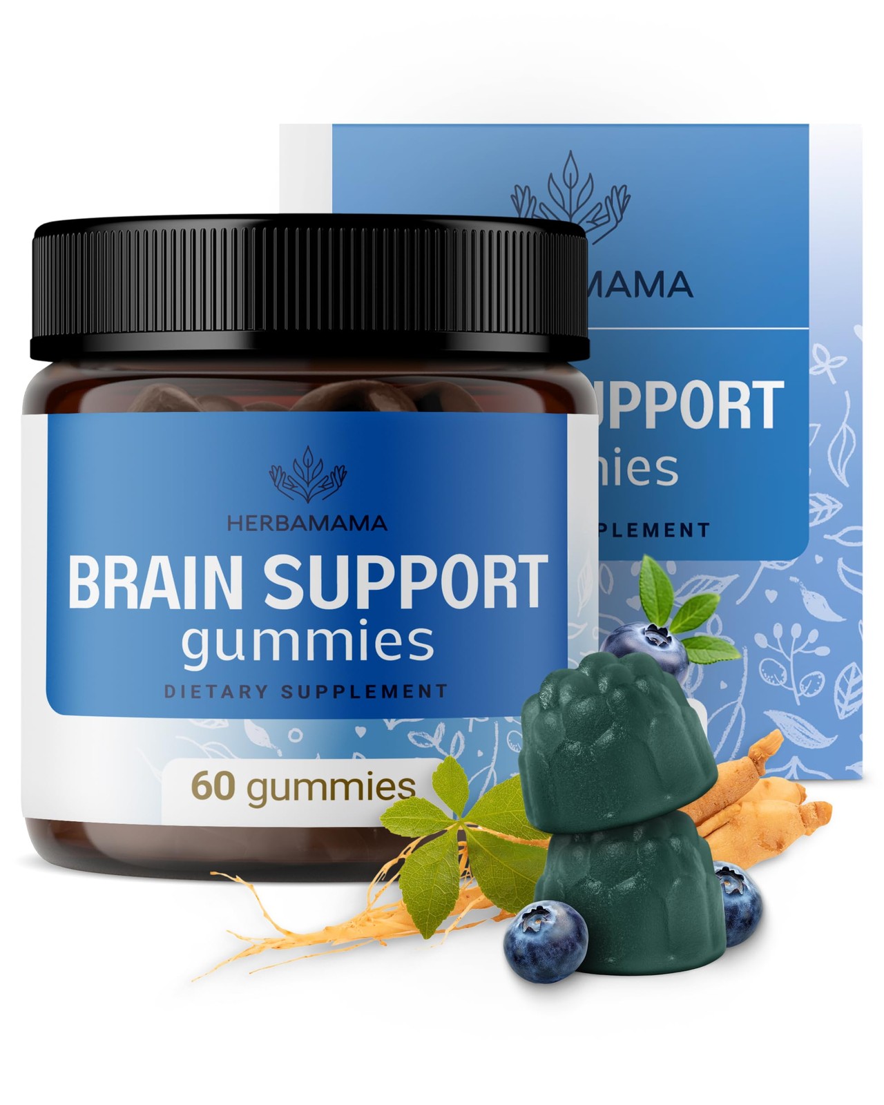 HERBAMAMA Brain Support Gummies – Brain Focus Supplements for Adults with Ash...