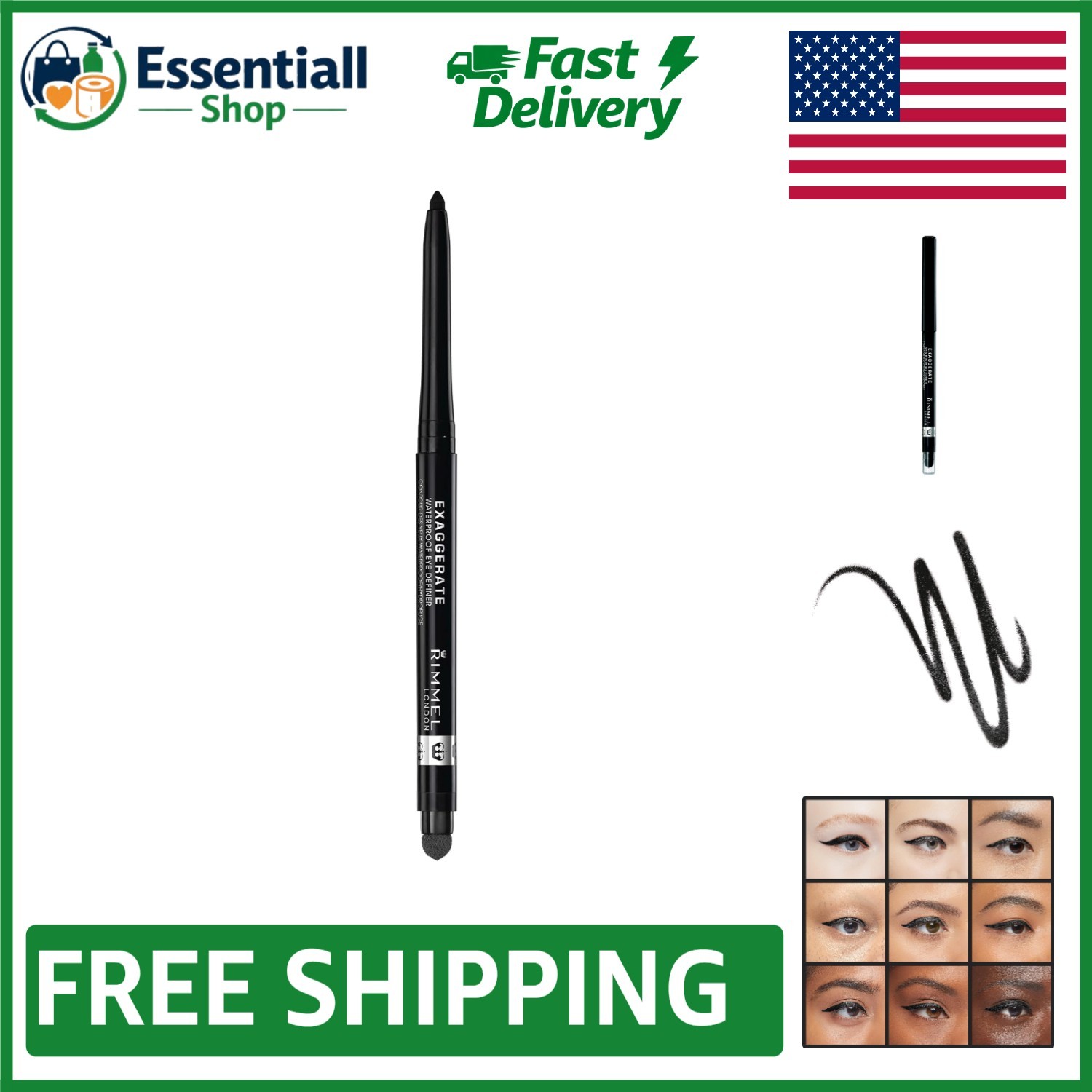 London Blackest Black Waterproof Eye Definer - 0.01oz Pencil, 10 Hours of Wear