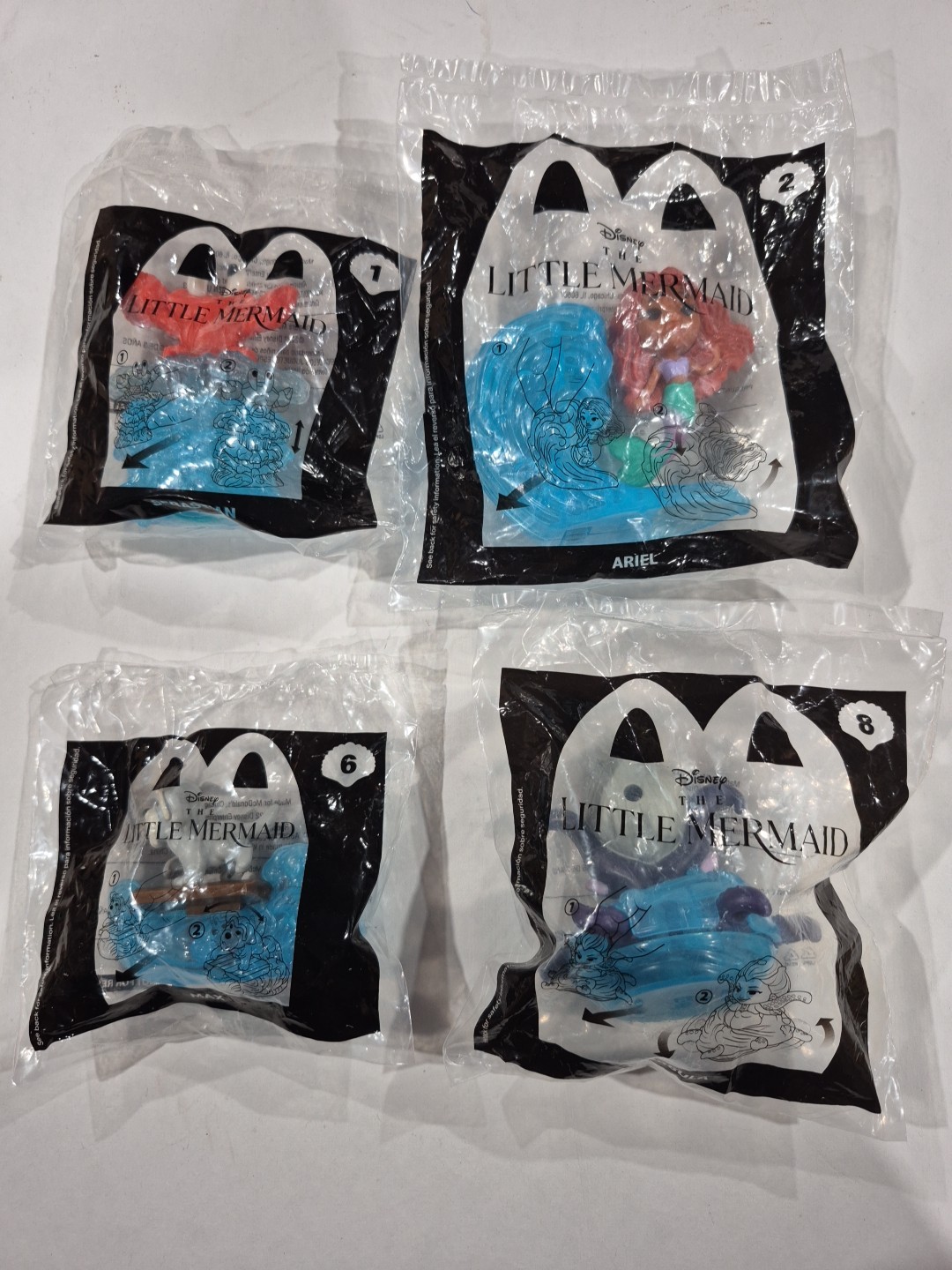 McDonald's 2023 Disney The Little Mermaid Happy Meal Toys Lot Of 4  #1,#2,#6,#8
