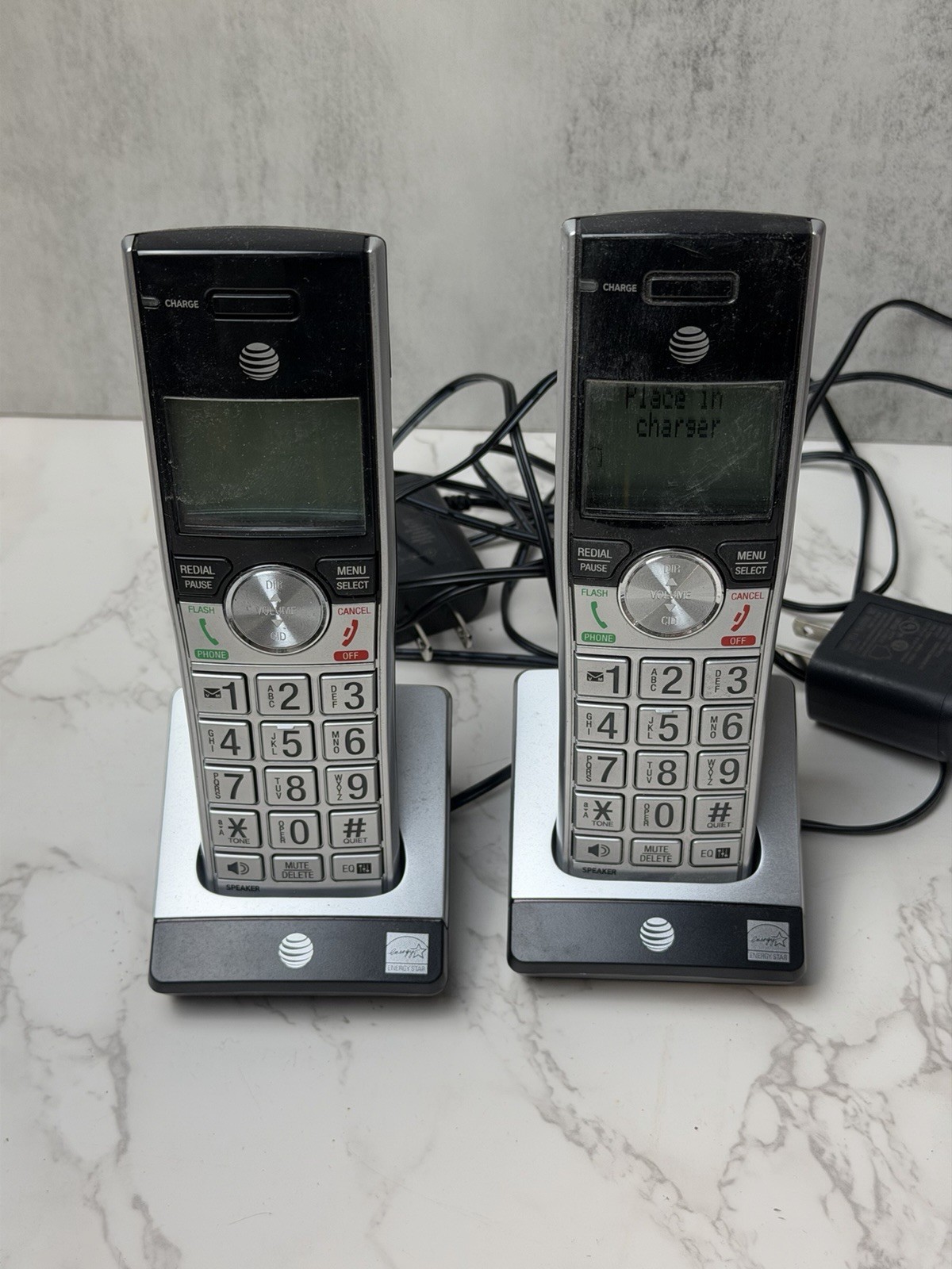 AT&T Cordless Phone Handsets With Chargers Replacement Handset Lot of 2