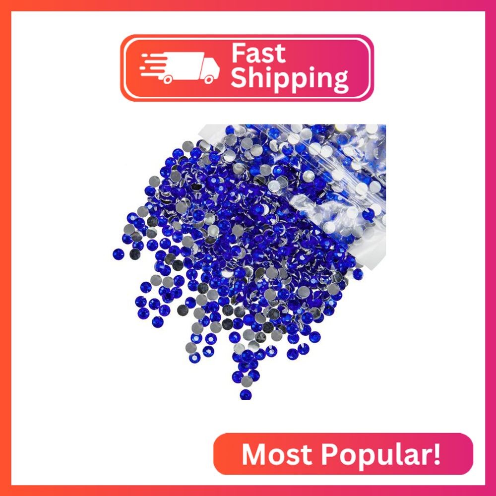 qiipii 3000PCS 4mm Crystal Dark Blue Resin Rhinestones for Bedazzling Crafting F