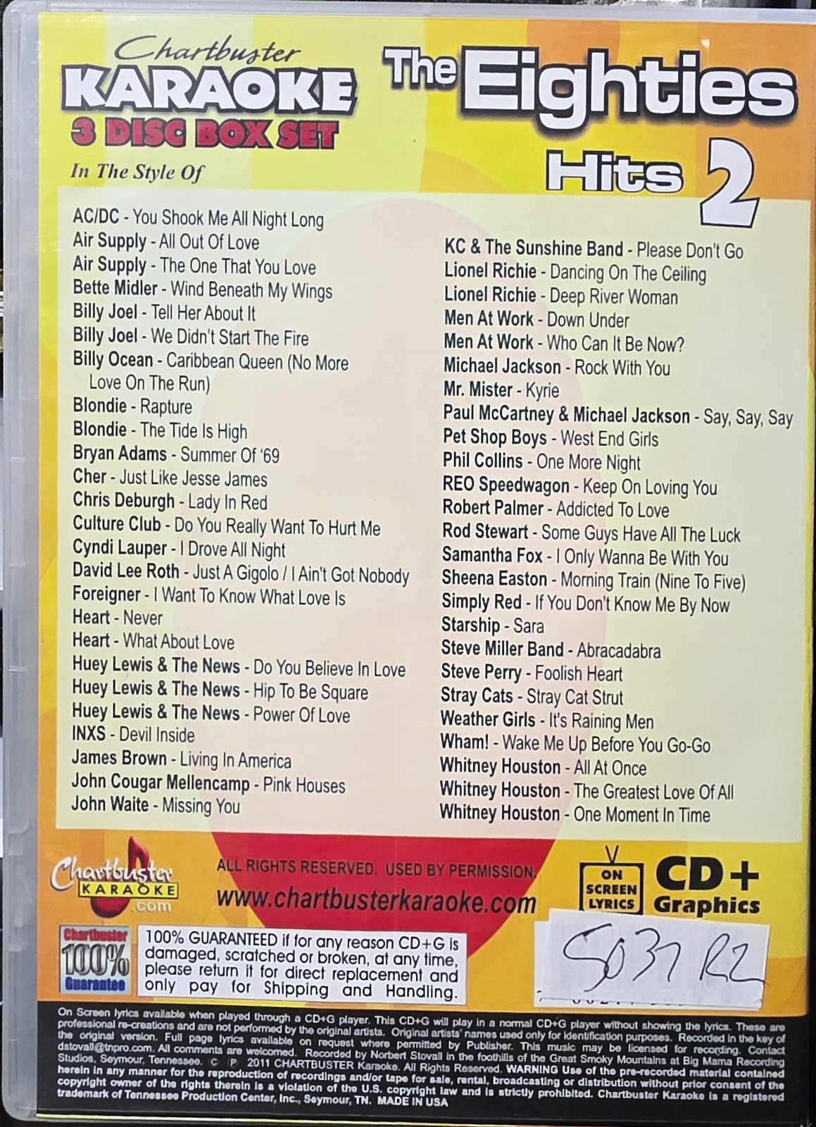 5037R2 EIGHTIES 80'S      CHARTBUSTER  (3 CDGS)   KARAOKE   CDGS LOT  LONG DRIVE