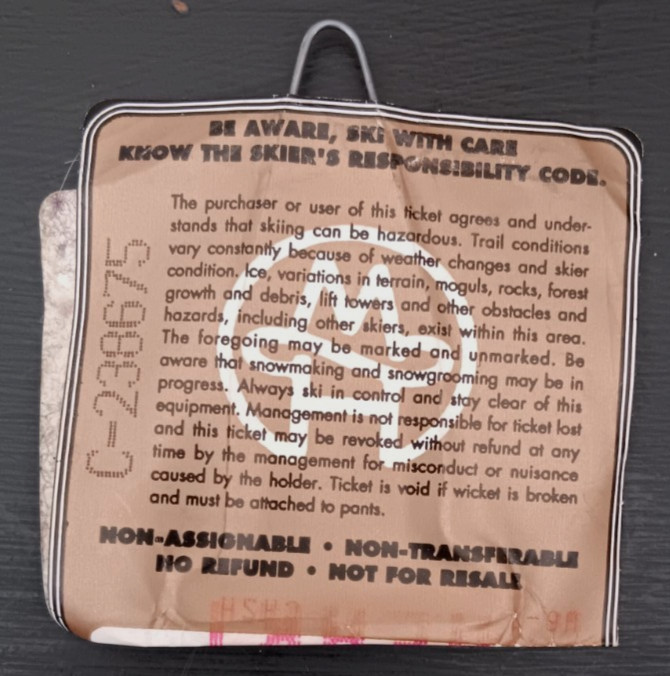 Vintage 1995 Mountain High Ralph's  Ski Lift Ticket