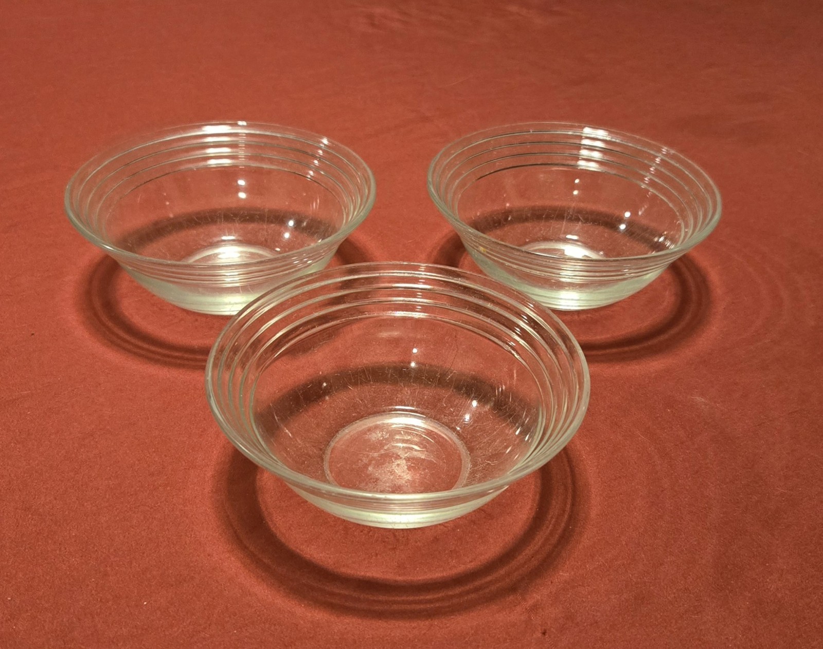Clear Ribbed Glass Dessert Bowl Set Of 3