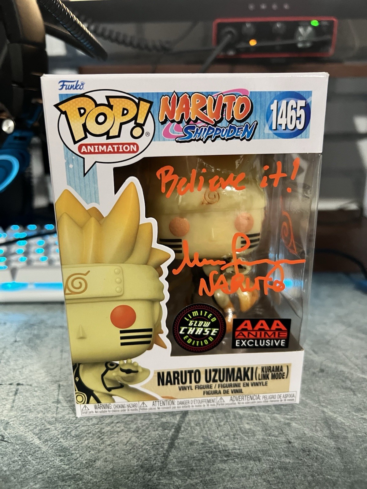 Funko Pop Naruto Shippuden Naruto Uzumaki Kurama Link Mode Autographed JSA