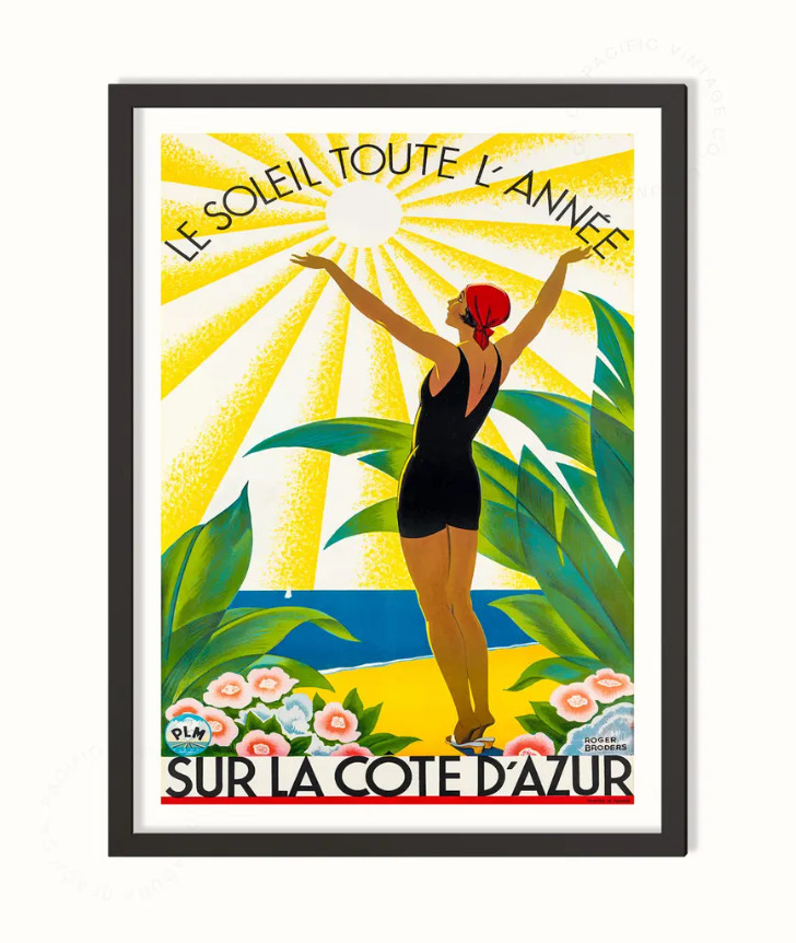 Côte d’Azur Vintage Poster – French Riviera Travel Art Print