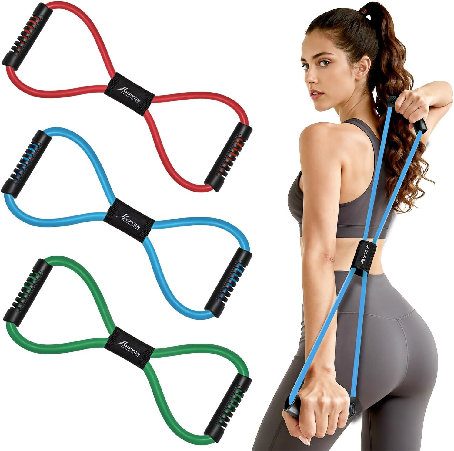 8 Shape Resistance Band Arm Chest Pull Trainer Elastic Fitness Exercise