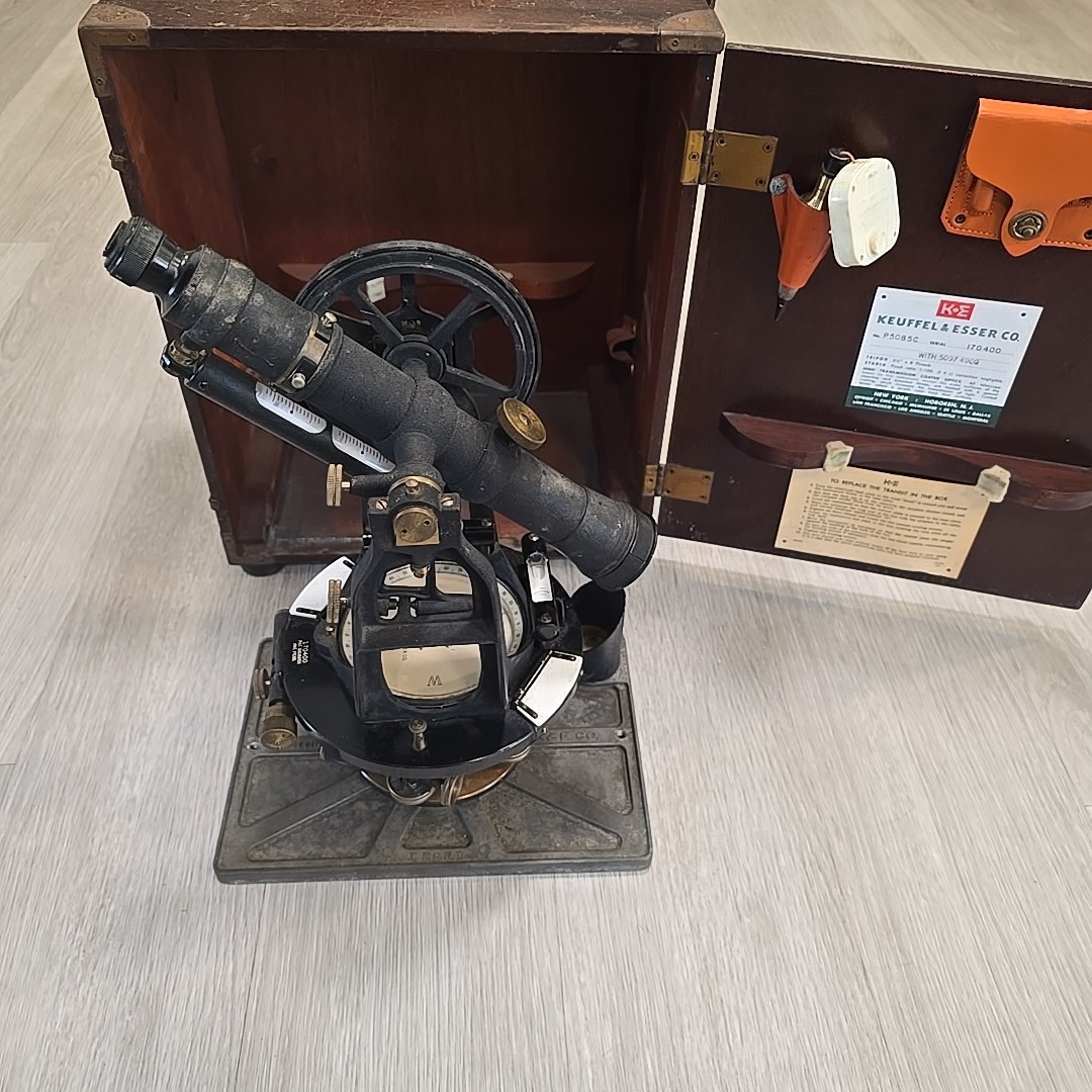 Vintage KEUFFEL & ESSER CO. TRANSIT SURVEY INSTRUMENT  No 5085 C Wood Box RARE