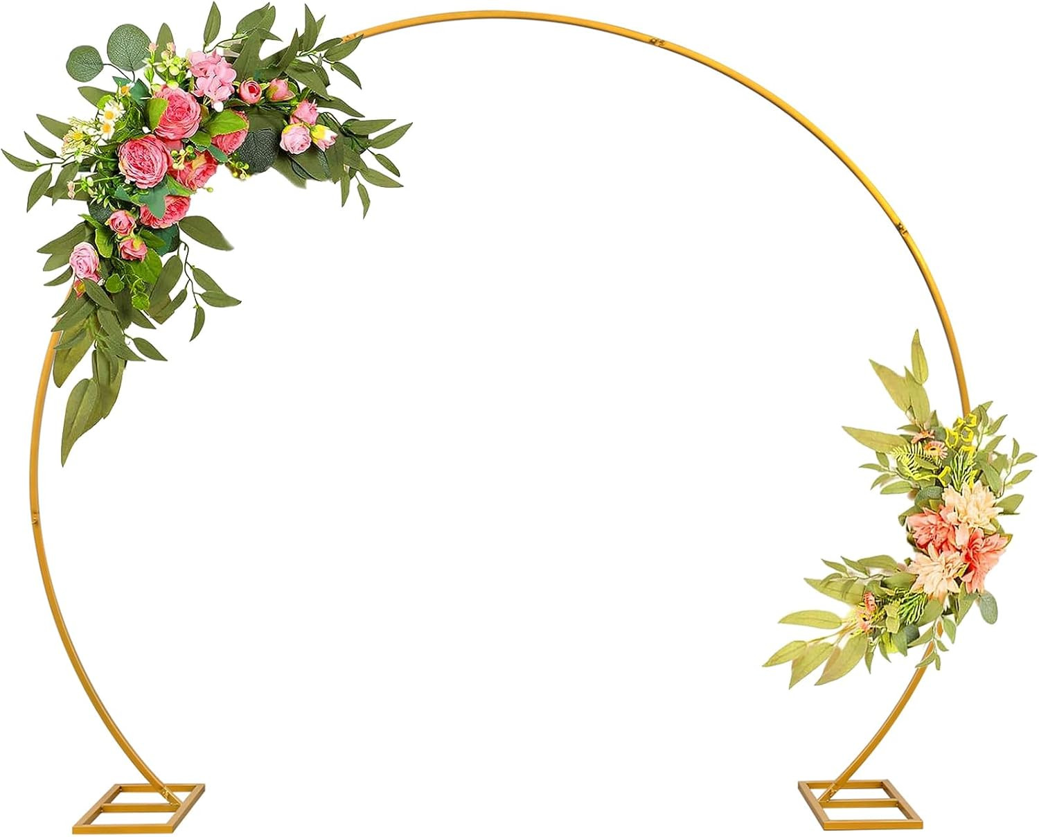 8FT Wedding Arch round Backdrop Stand Gold Metal Circle Balloon Arch Frame Stand