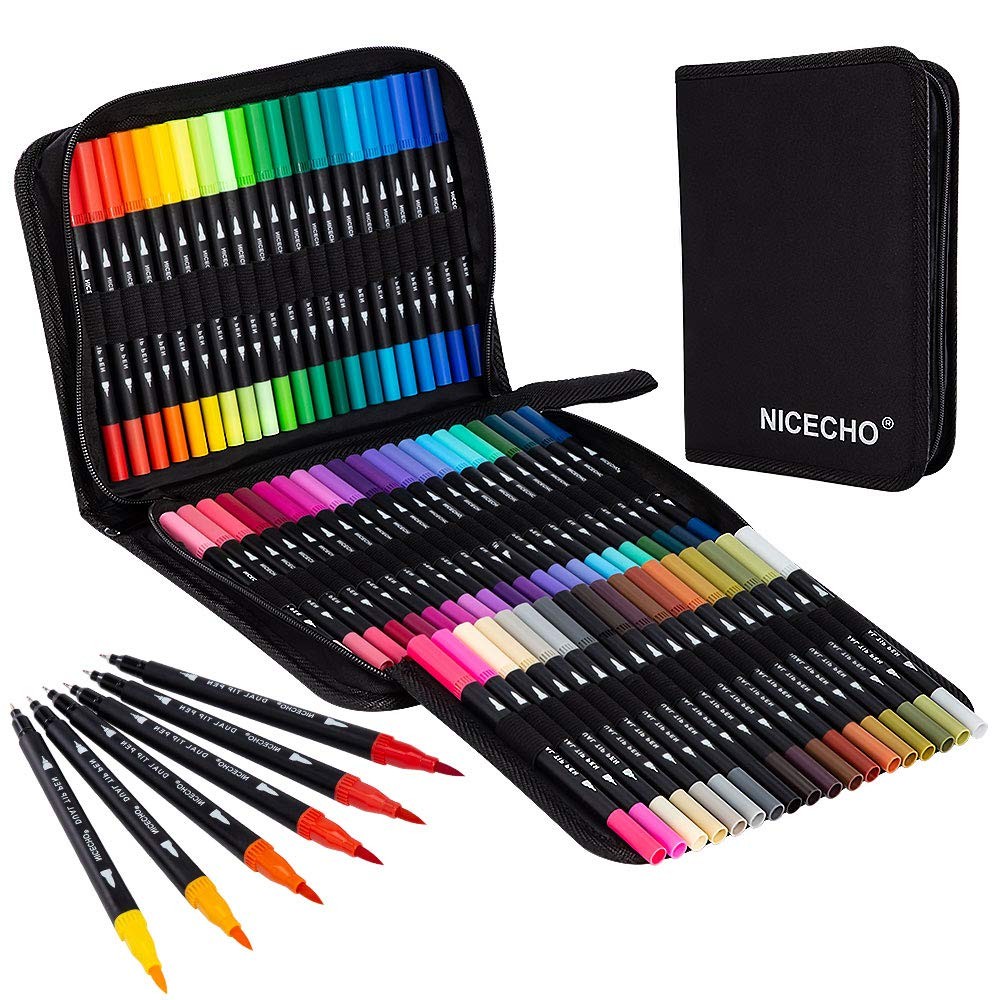 Nicecho Art Markers Dual Brush Pens for 1 Count (Pack of 60), 60 Colors 