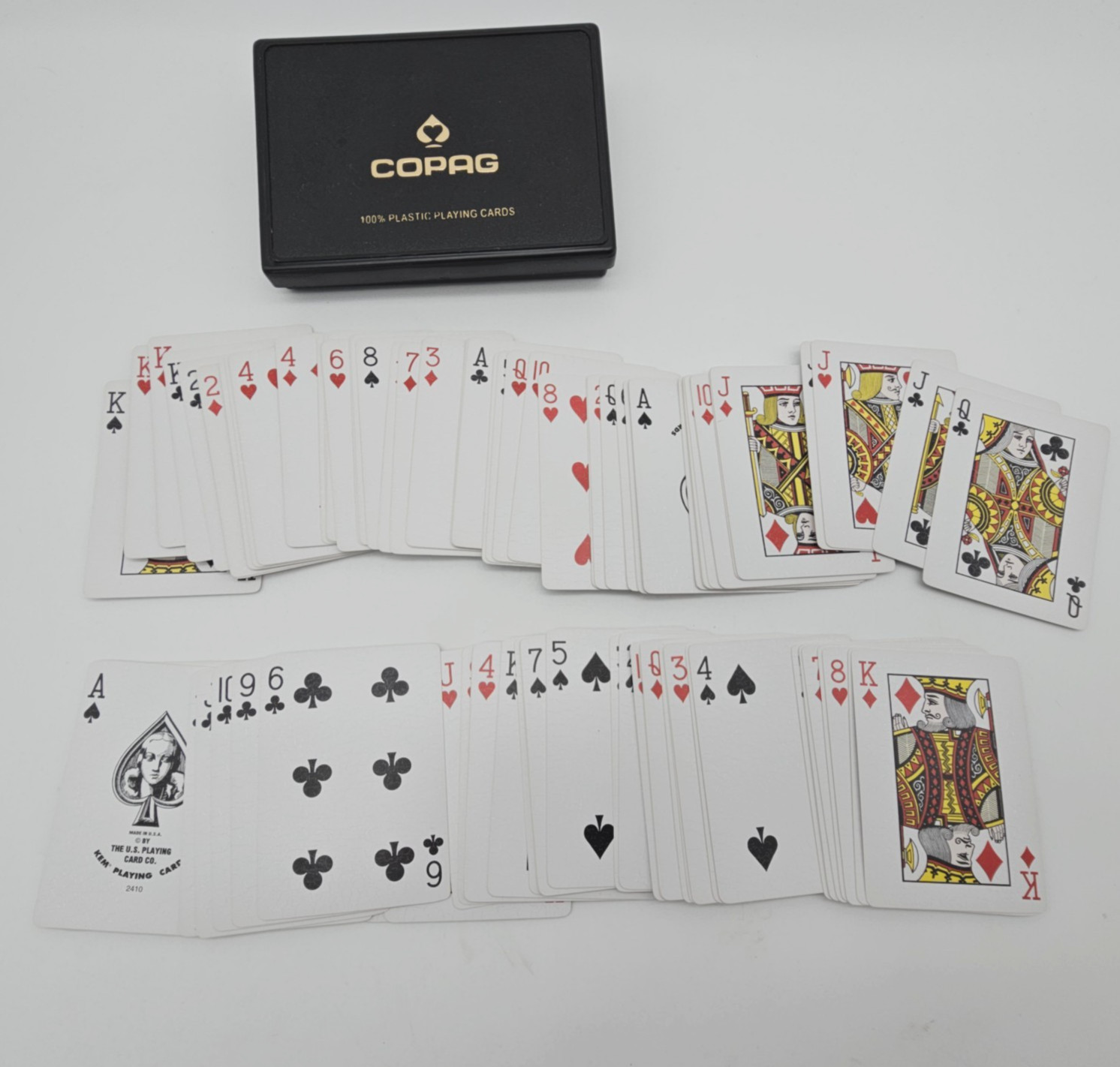 COPAG 104 100% Plastic Playing Cards Green Back 2-Decks with Case Poker Bridge