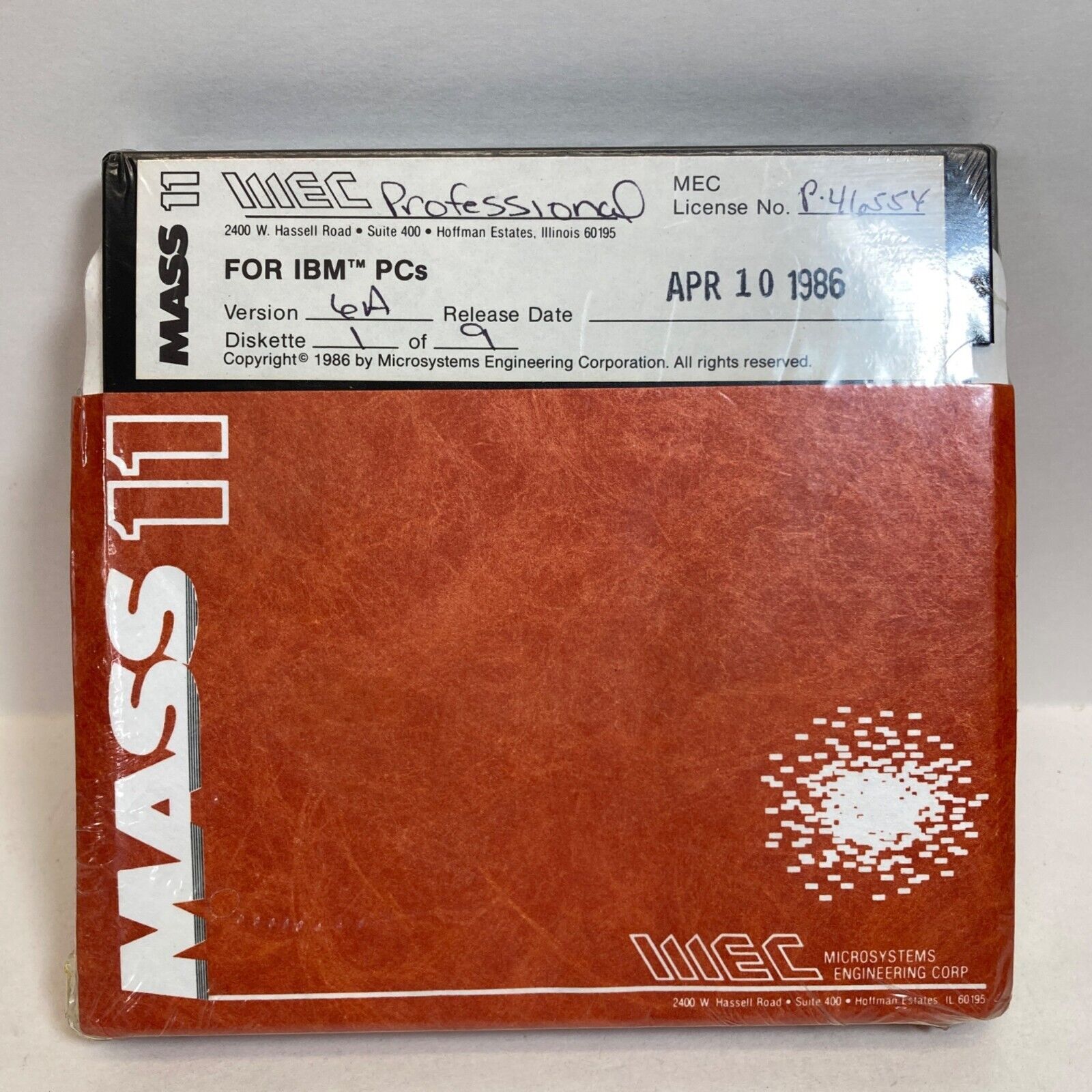 Micro systems Engineering Corp MEC Professional for IMB PCs 1986 Diskette New