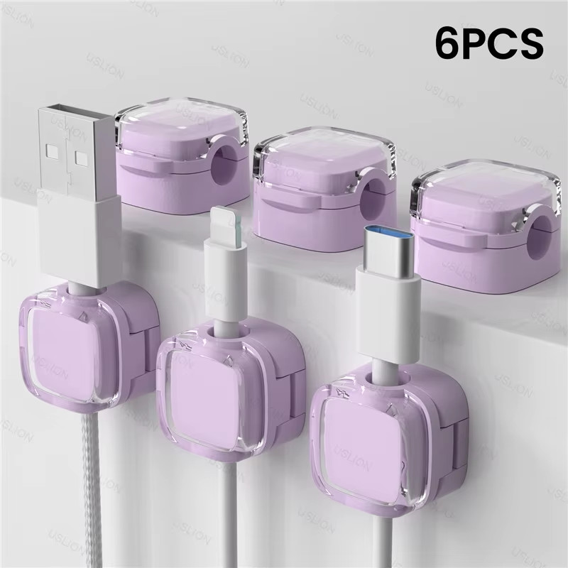 Colorful 6 PCS Magnetic Cable Clips Cable Smooth Adjustable Cord Holder under De