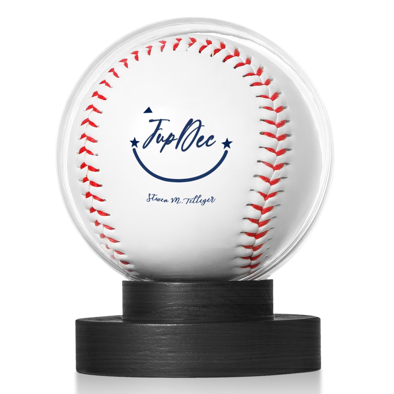JupDec Baseball Display Case, Round Clear Ball Holder with 1 Pack, Black 