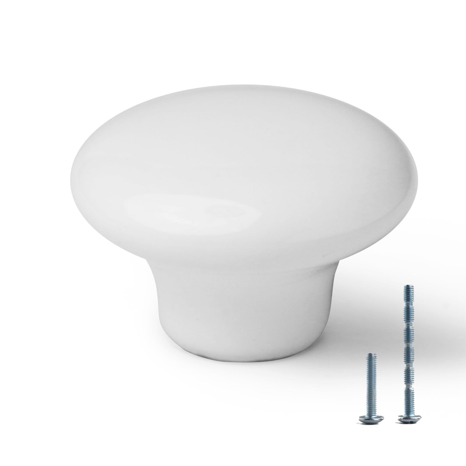 20PCS Kitchen White Cabinet Knobs and Pulls Round White Dresser Knobs and Han...