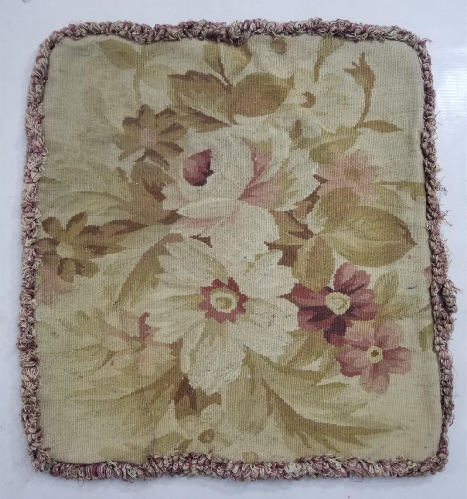 Antique French Aubusson Floral Tapestry 50X46cm