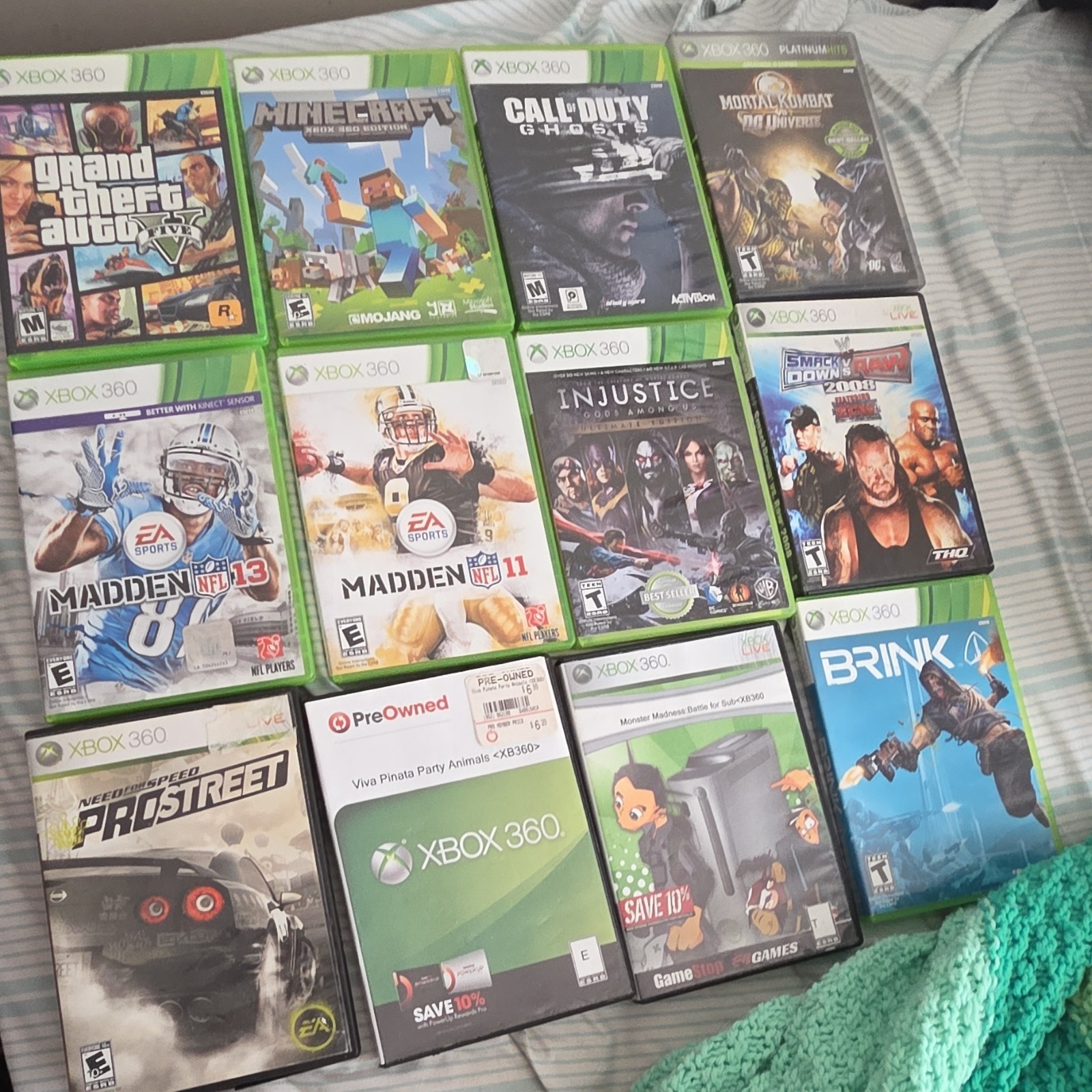 Madden NFL, Injustice Xbox 360 Game Lot GTA V, Minecraft, Call of Duty Ghosts